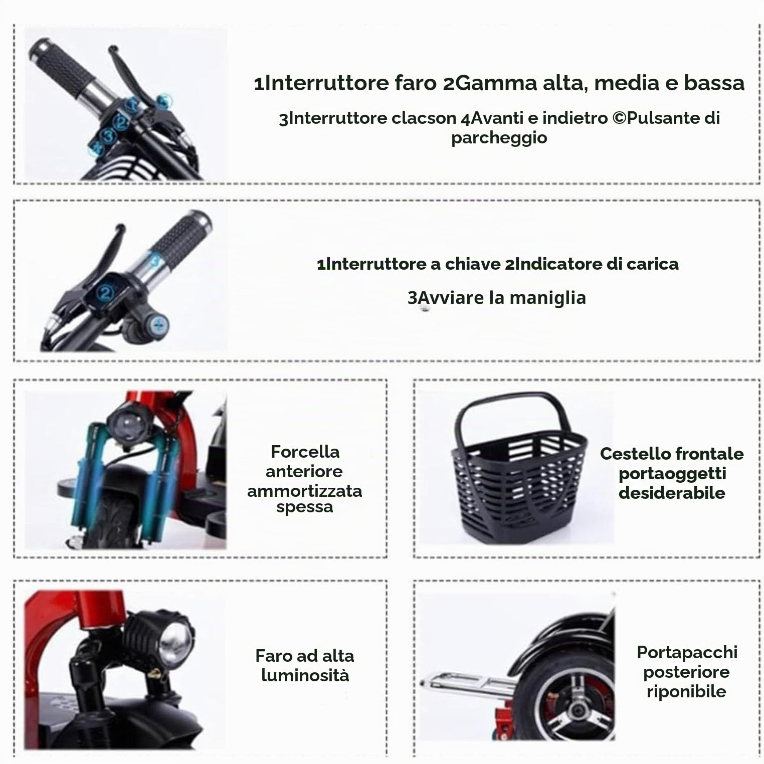 Scooter Leggeri per Anziani Scooter Da Viaggio con Caricabatterie, Pieghevole Scooter Elettrico Per Disabili
