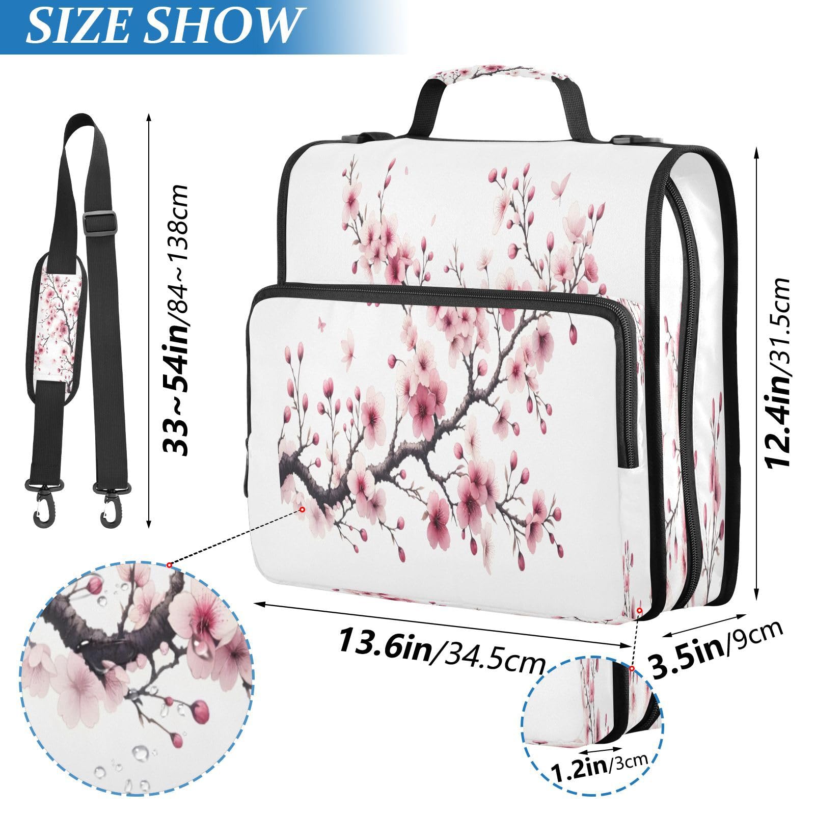 Amazon.com: ALAZA Zipper Binder 3 Ring Pink Cherry Blossom Flowers