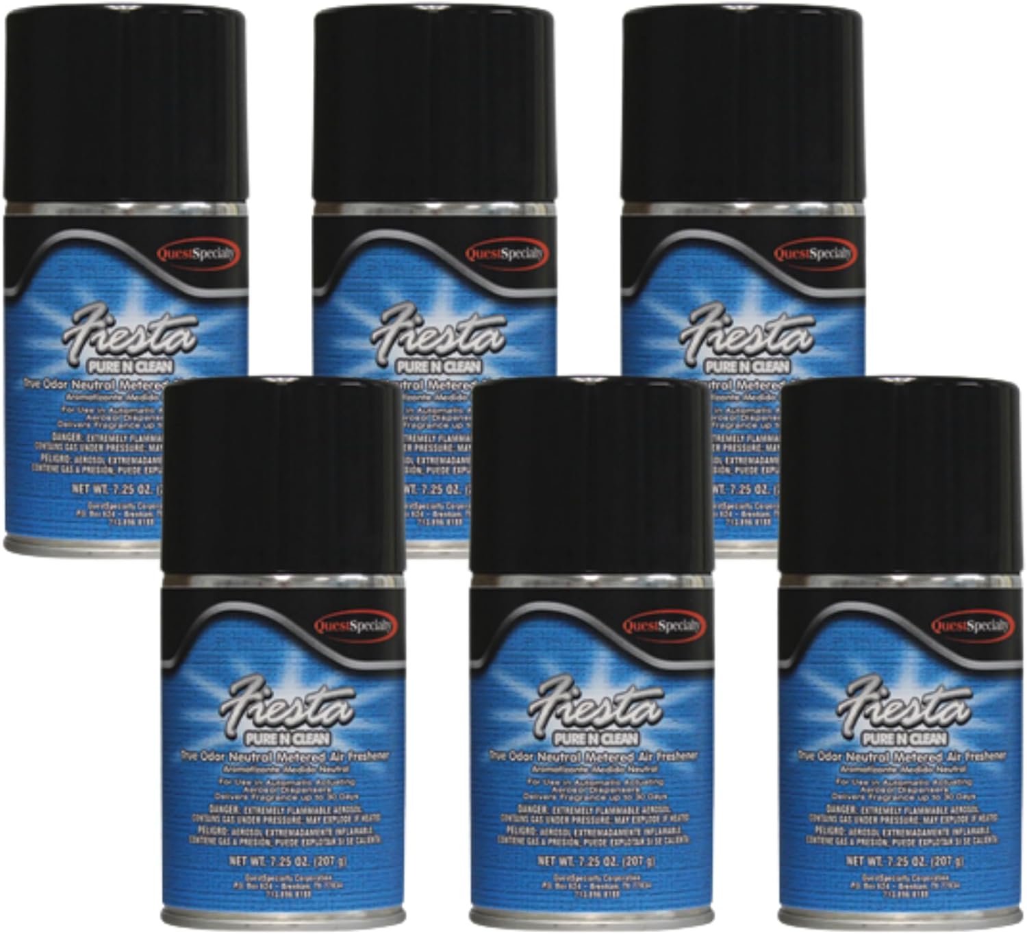 Quest 3870 PURE N CLEAN Metered Air Freshener - True Odor Neutralizer (6 Pack) Works in all metered dispensers