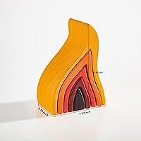 Vista 2 de Juguete apilable de madera de arco iris, apilador de madera con elementos de fuego, bloques apilables de varias formas, Waldorf y Montessori juguete