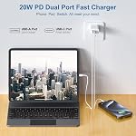 3Pack Bloc de chargeur USB C à double port QC + PD 3.0 Adaptateurs de chargeur mural USB C compatibles avec iPhone 17/16/15/15 Pro/15 Pro Max/15 Plus/14/13 iPad, Pixel, Samsung, téléphone Android