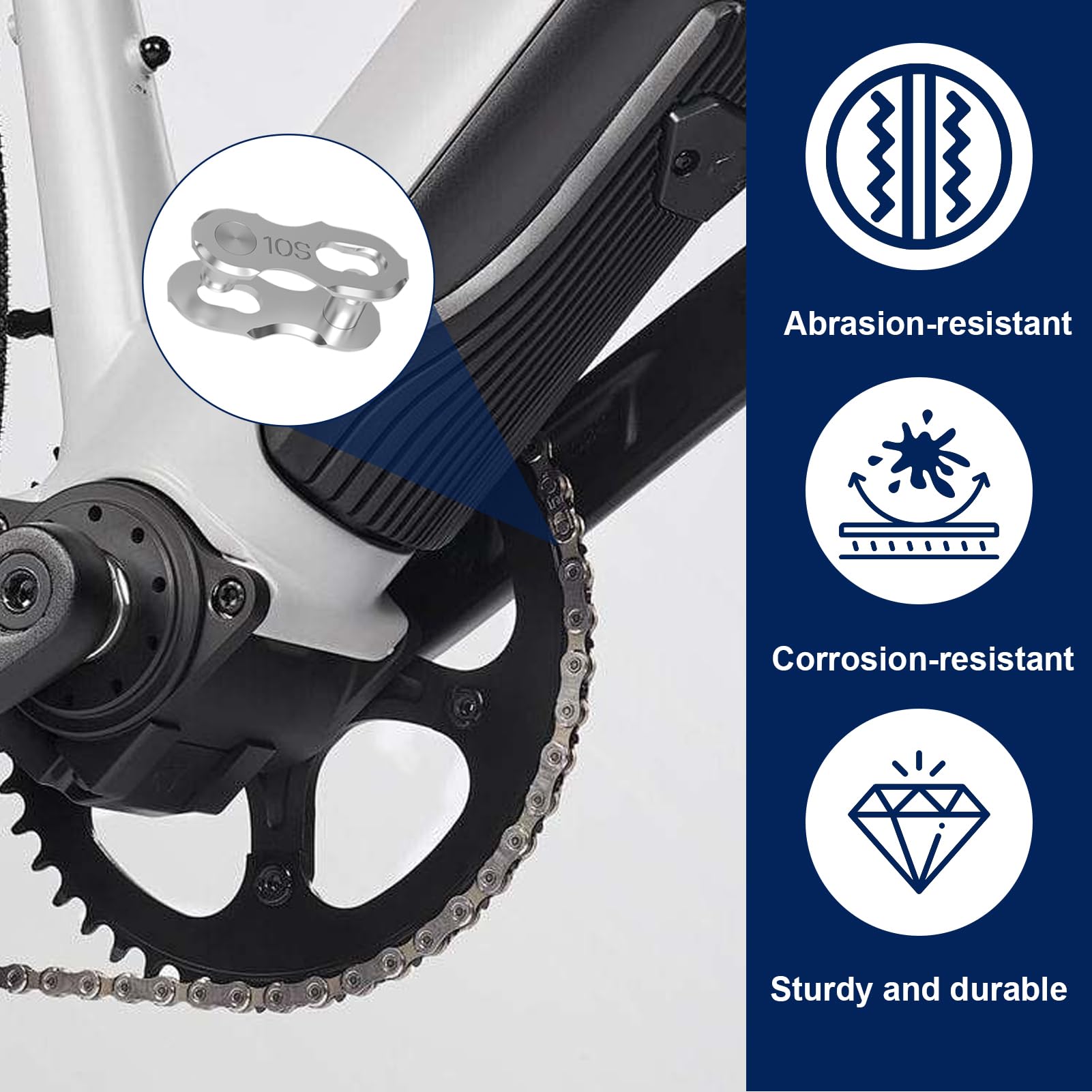 10 Paia Falsamaglia Catena Bici 10 Velocità, Maglia Rapida Catena Bici, Maglia di Collegamento Rapida Riutilizzabile per Catene da Bicicletta MTB e Bici da Corsa, Chiusura Facile Senza Attrezzi