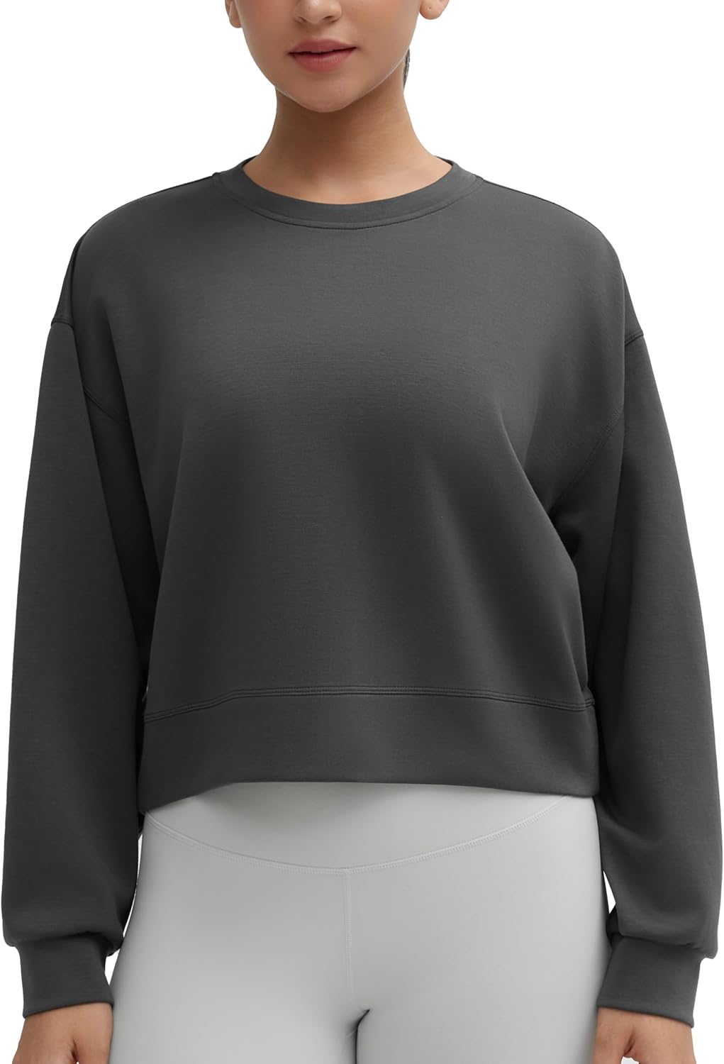 THE GYM PEOPLE Women's Crewneck Cropped Pullover Sweatshirt Cute Basic Long Sleeves Workout Tops - Image 5