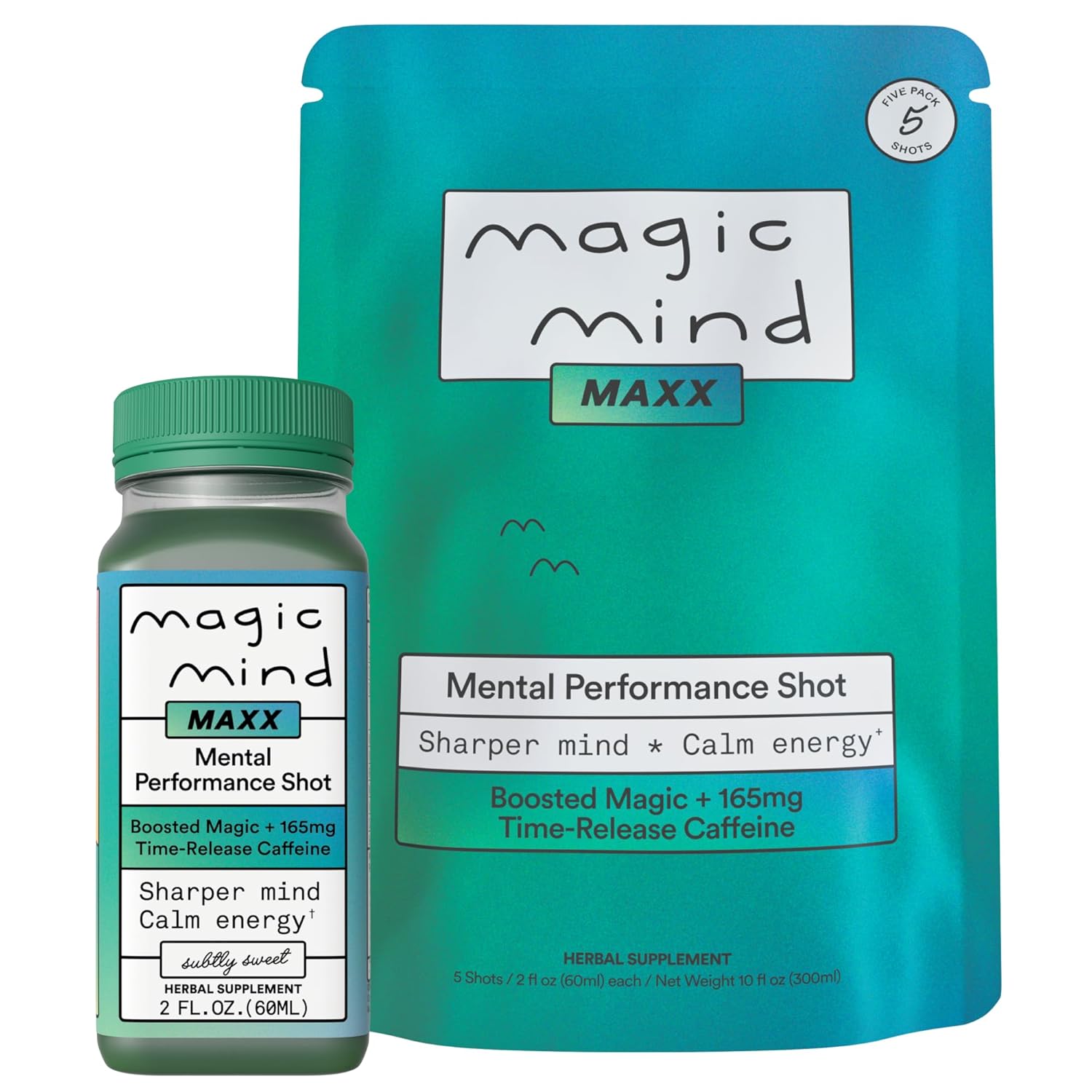 Magic Mind Maxx Energy & Focus Nootropic Shot, 165mg Caffeine, Lion's Mane, Ashwagandha & Citicoline, Cognitive Support & Mental Performance, 5x Absorption, 2oz (5 Pack)