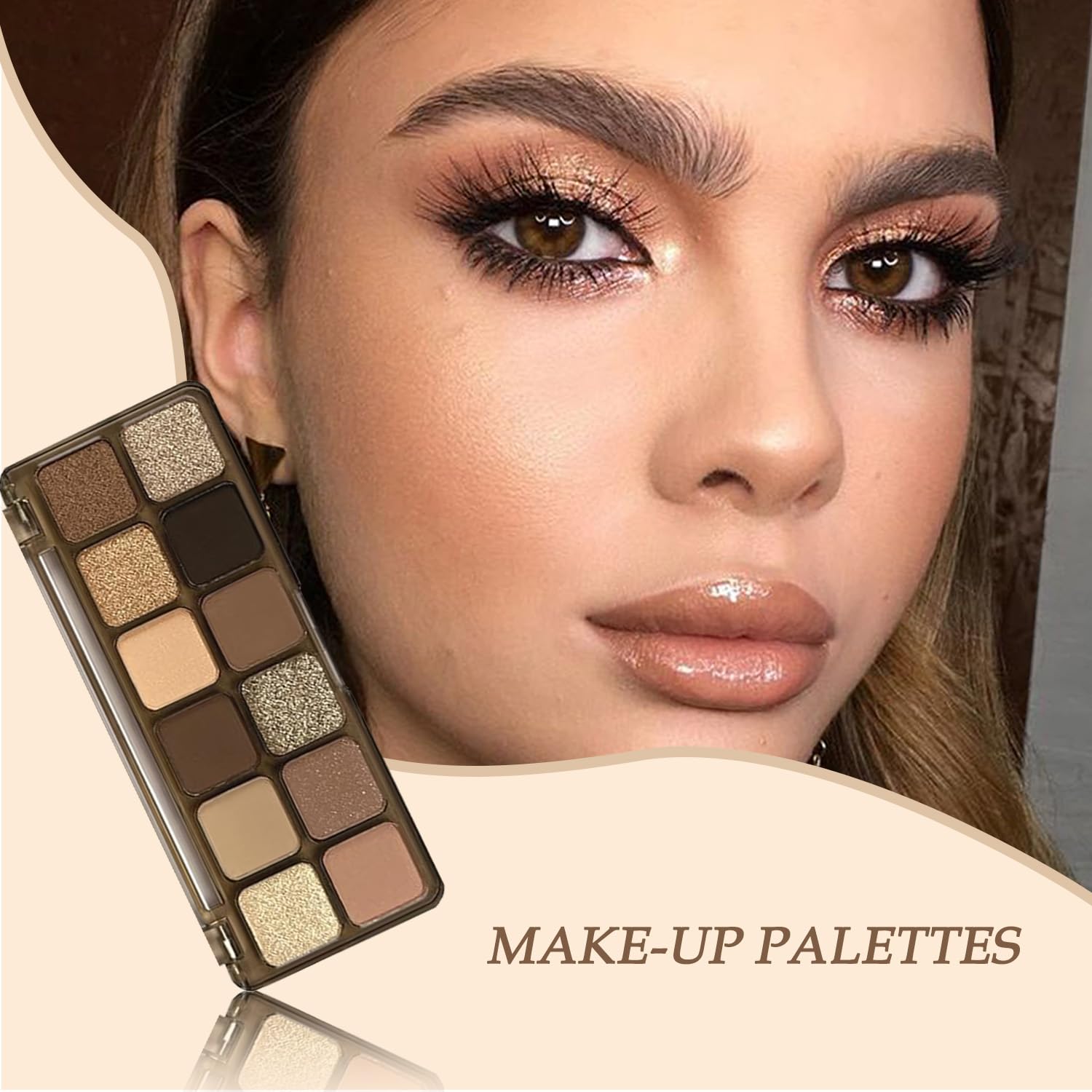 12-Color Matte Eyeshadow Palette, Nude & Dark Brown Shades with Silver & Gold Shimmer, Highly Pigmented, Waterproof - Image 2