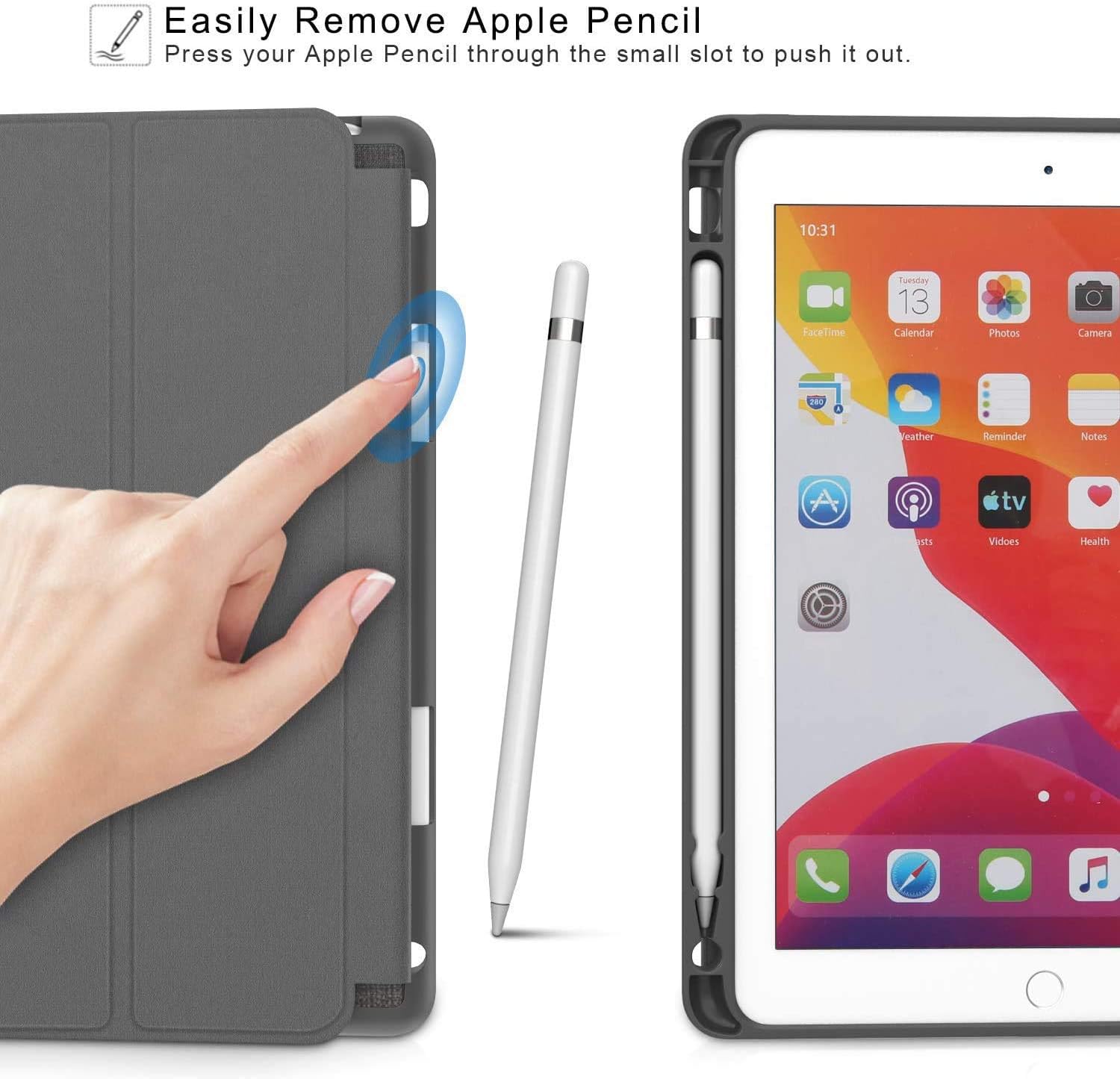 Hepix iPad 9th / 8th / 7th Generation Case Butterfly Flower Floral Stripe iPad 10.2 inch Case Cover Pink Rose Purple Flower with Pencil Holder 2021 Auto Sleep Wake for A2430 A2270 A2428 A2200 A2429
