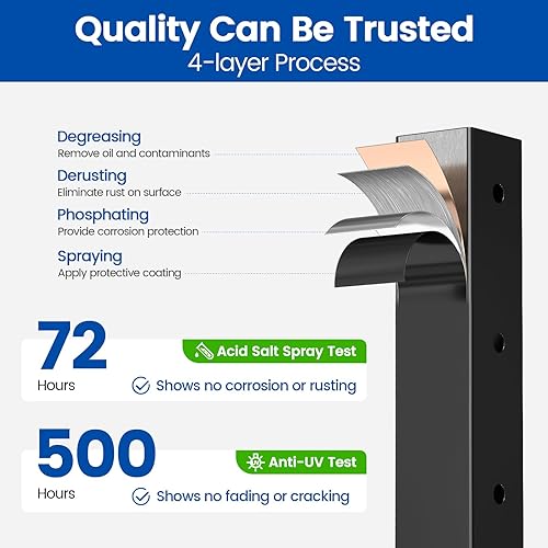 Miniatura 10 de Muzata Paquete de 4 postes de barandilla de cable de 42 x 2 pulgadas (cuerpo de poste de 39 pulgadas), línea de poste perforada de nivel superior,