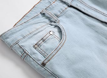 Men's Stretch Ripped Distressed Denim Jeans with Side Zippers