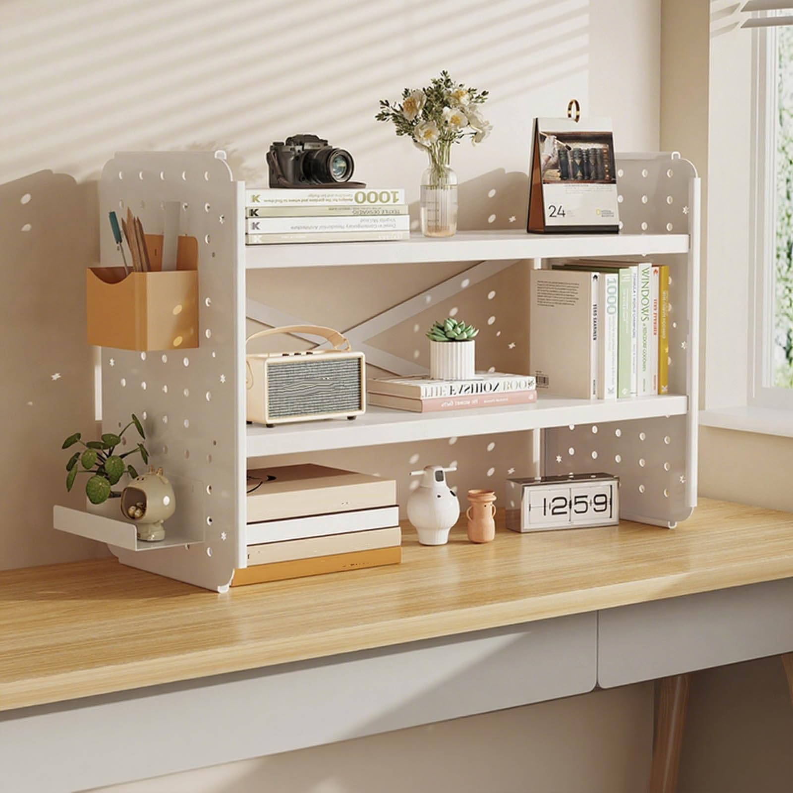 Libreria multiuso da scrivania, organizer da scrivania per casa e ufficio, 40 cm, per libri e accessori da scrivania, ideale per studenti e professionisti
