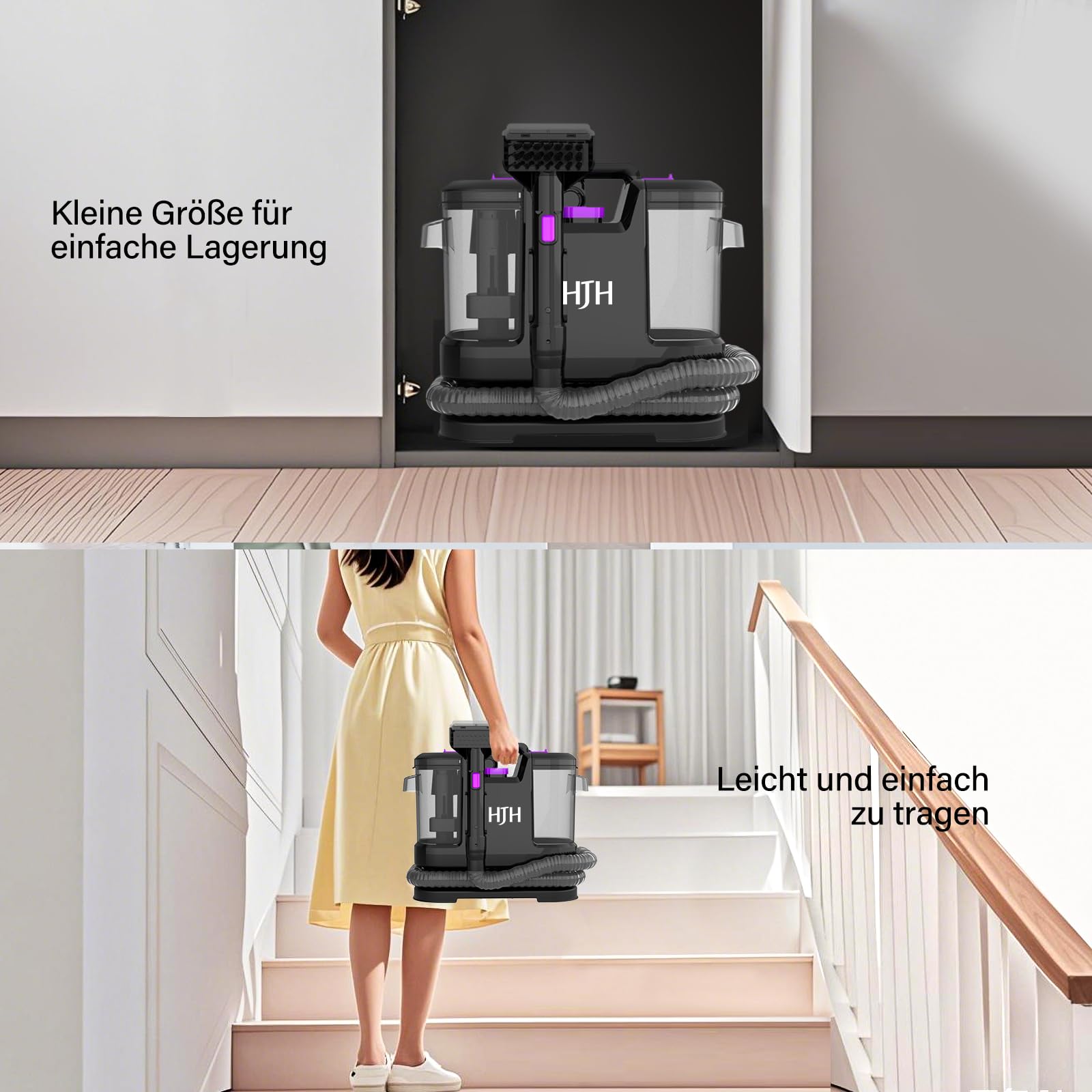 Polsterreiniger Gerät Nassauger, 450W 12kPa Teppichreiniger Waschsauger, Nasssauger Polsterreiniger, Kompakter Teppichreiniger und Textilreiniger – Waschsauger für Teppich, Polster Autositze & Sofa