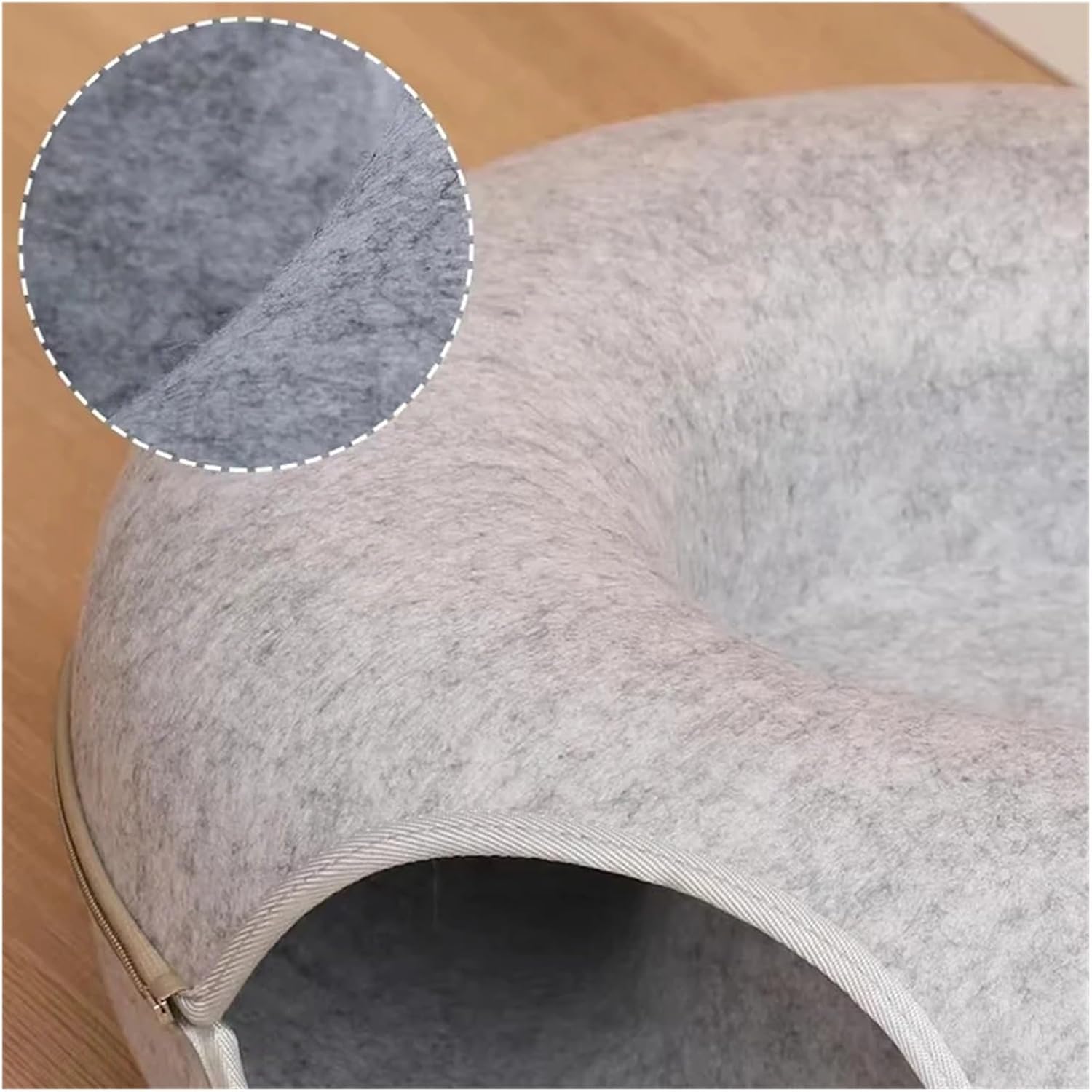 Detachable Pet Cat Tunnel Interactive Game Toy Semi Closed Type Donut Cat Bed Felt Indoor Kitten Sports Equipment Cat Supplie(Pink,L)