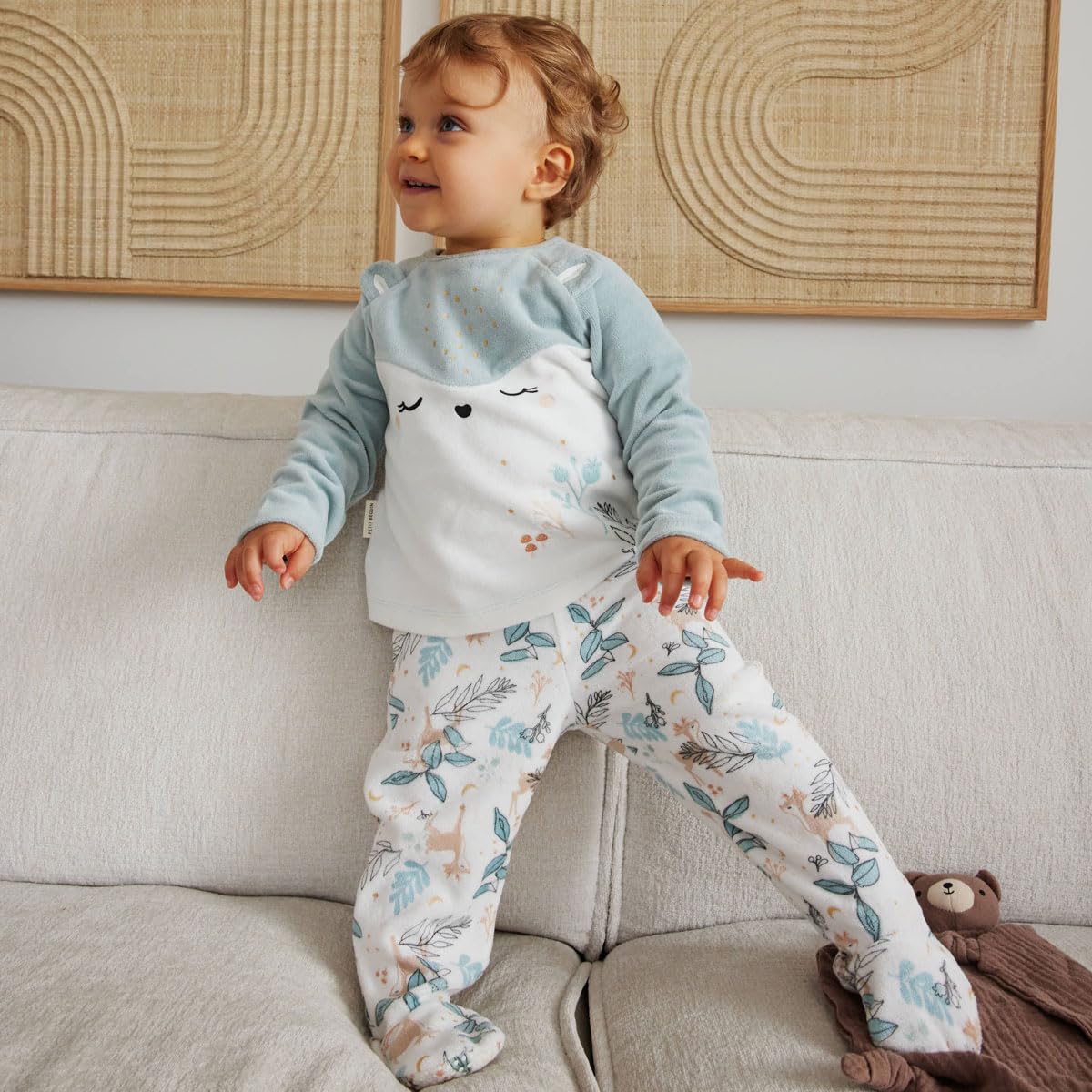 Petit Béguin - Pyjama bébé 2 pièces en Velours avec Pieds Alma