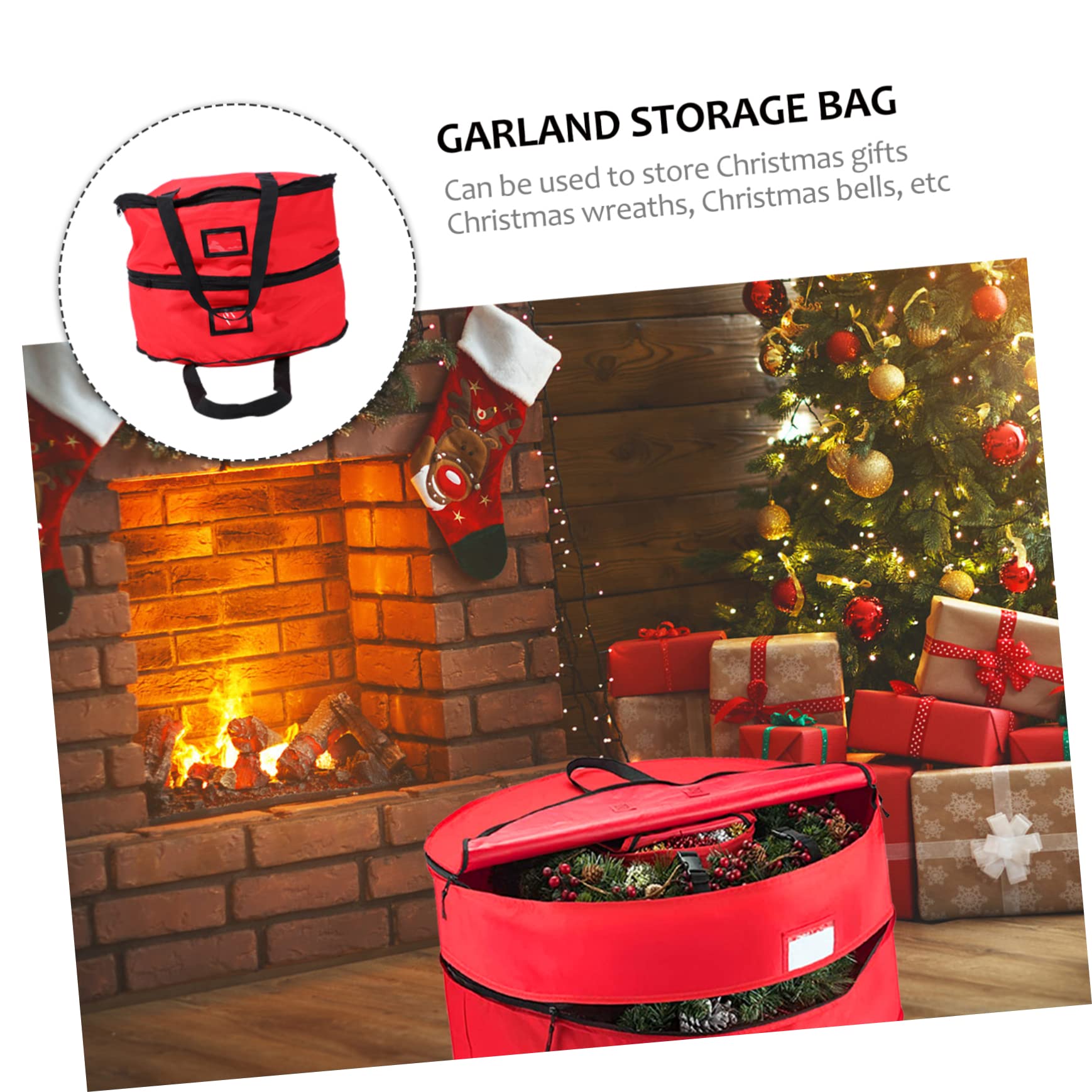 BUTIFULSIC 1pc Double Layered Wreath Storage Bag Capacity Garland Holder for Christmas Decor for Holiday Wreath Organization