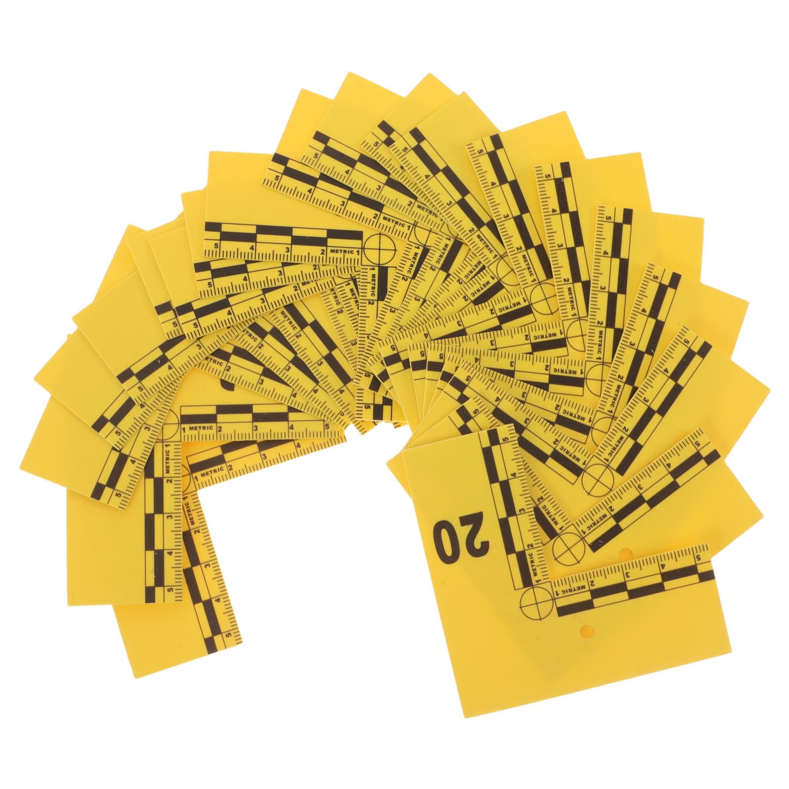 20 Unidades Tarjetas Marcadoras Forenses en Forma de L Escala Numerada