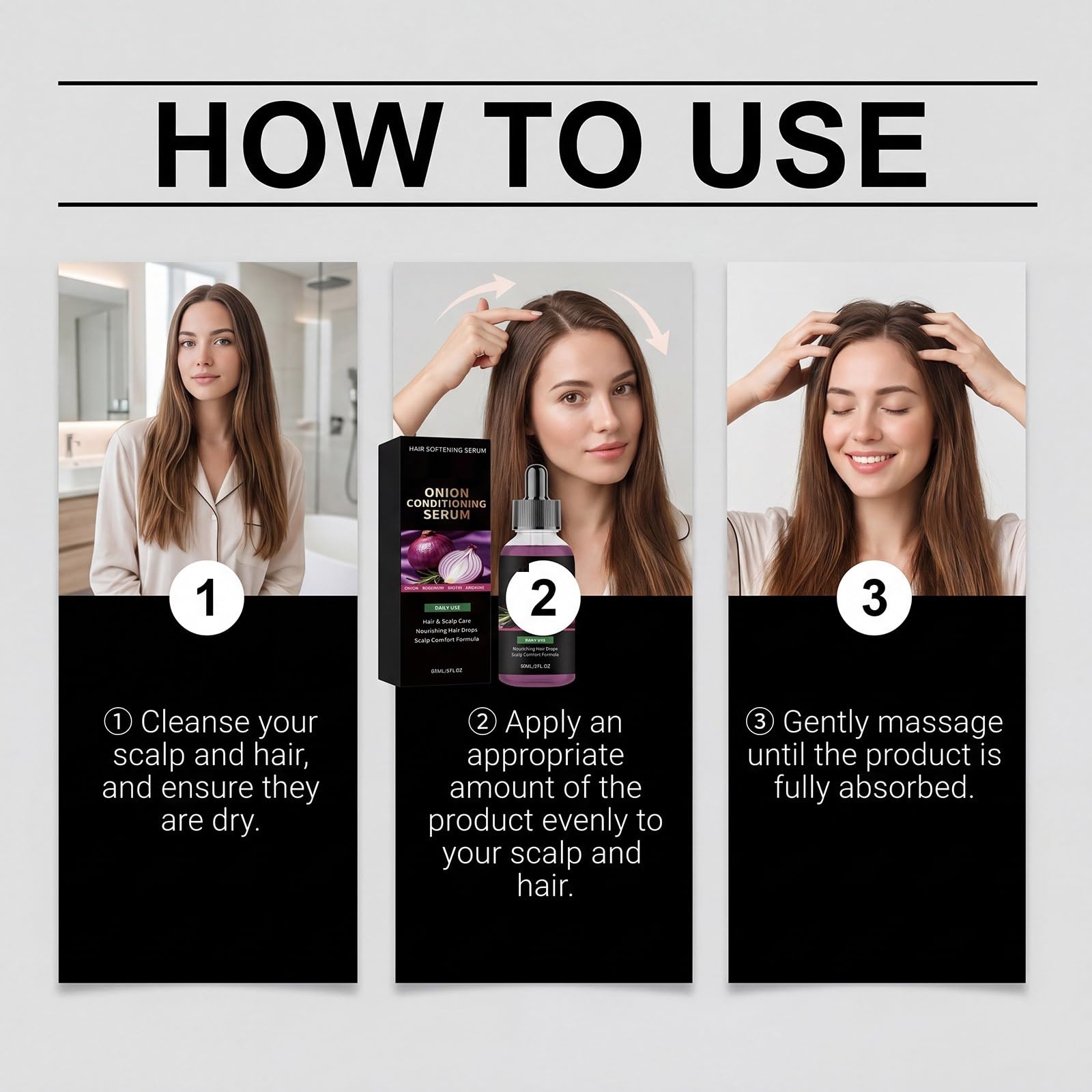 Zwiebel-Rosmarin-Biotin3-in-1 Nährendes,Glättendes Starkes Haarserum (8pcs) | Zwiebelölserum zur Haarverdichtung, Rosmarin Haarverdichtungsserum Kopfhautbehandlung mit Zwiebelöl