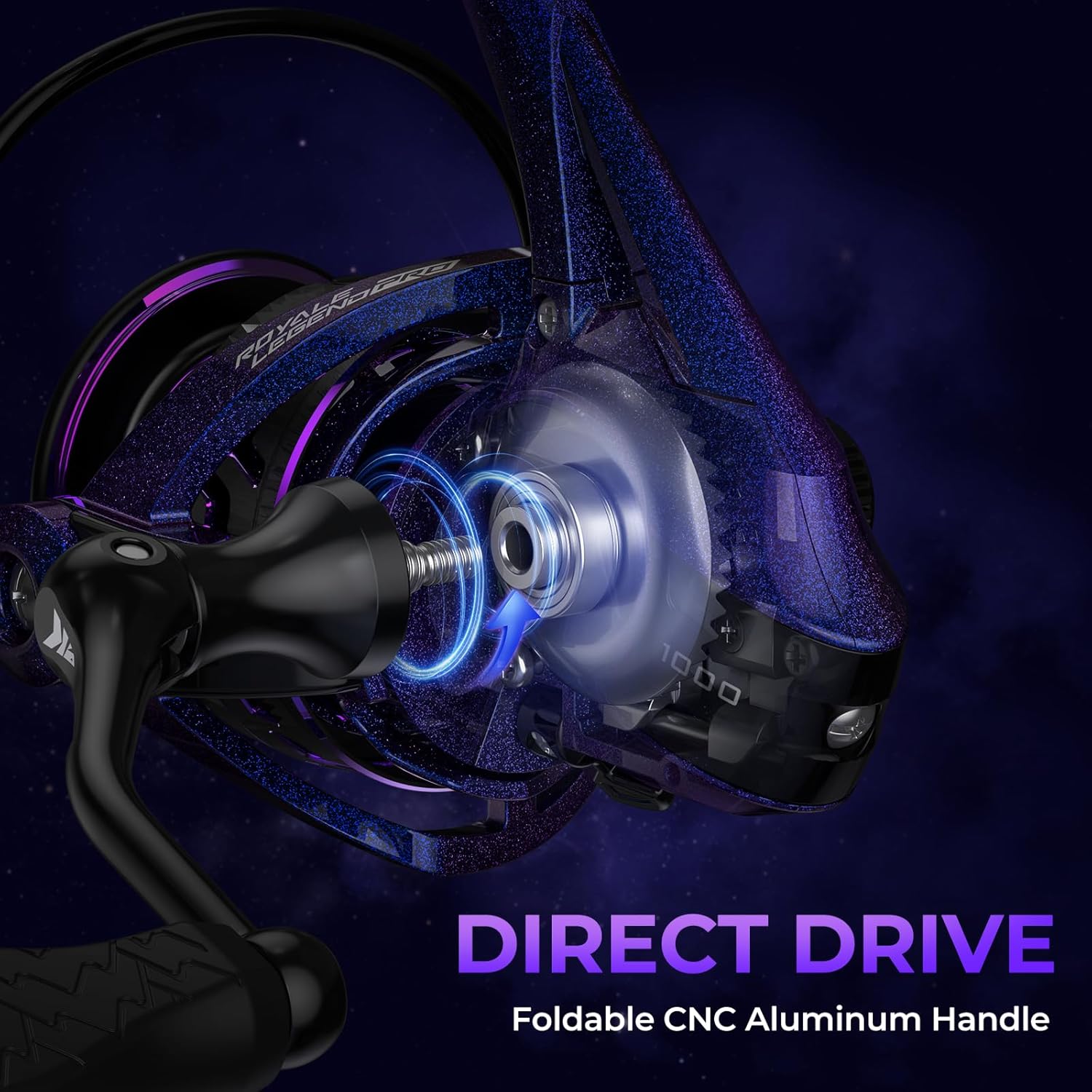 KastKing Royale Legend Pro Spinning Fishing Reel, Lightweight Yet Powerful, Digi-Cut Aluminum Gear, Aerodynamic Reel Rotor, 6.2:1 Gear Ratio, 25LBs Max Drag, TPE Handle Knobs, Unique Celestial Color