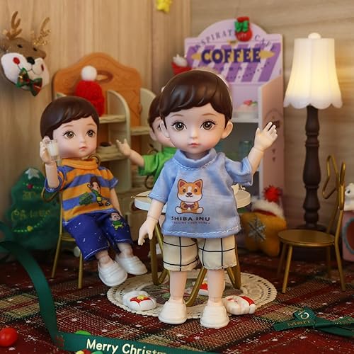 Miniatura 6 de Beem Jun Muñecas Bjd de 6 pulgadas para niña con articulaciones de bola de 6.3in con accesorios, pequeños y lindos cachorros de ojos grises, ropa