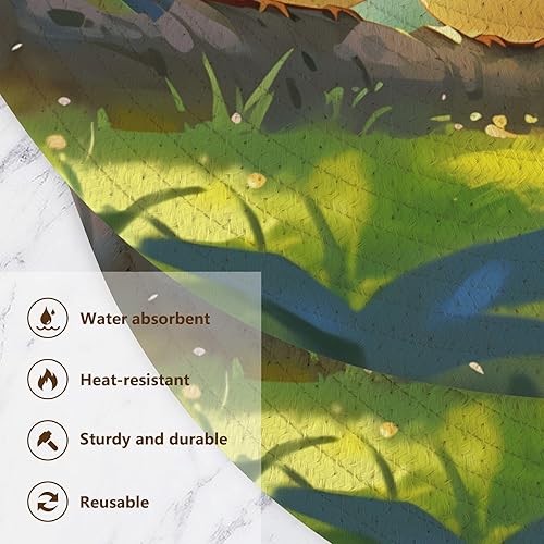 Miniatura 3 de ZRWLUCKY 3 Pcs Absorb Water Trivet Table Runner for Hot Dishes 15in Cotton Thread Weave Kitchen Hot Pads for Teapot Modern Farmhouse Decor Forest