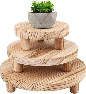 3 Pcs Wood Plant Stand Vintage 10/8/6 Inch Mini Wooden Stool Display Stand Potted Plant Stand Wooden Risers Pedestal Plant Display Stool Flower Pot Holder Plant Pot Stand for Indoor Outdoor Home Patio