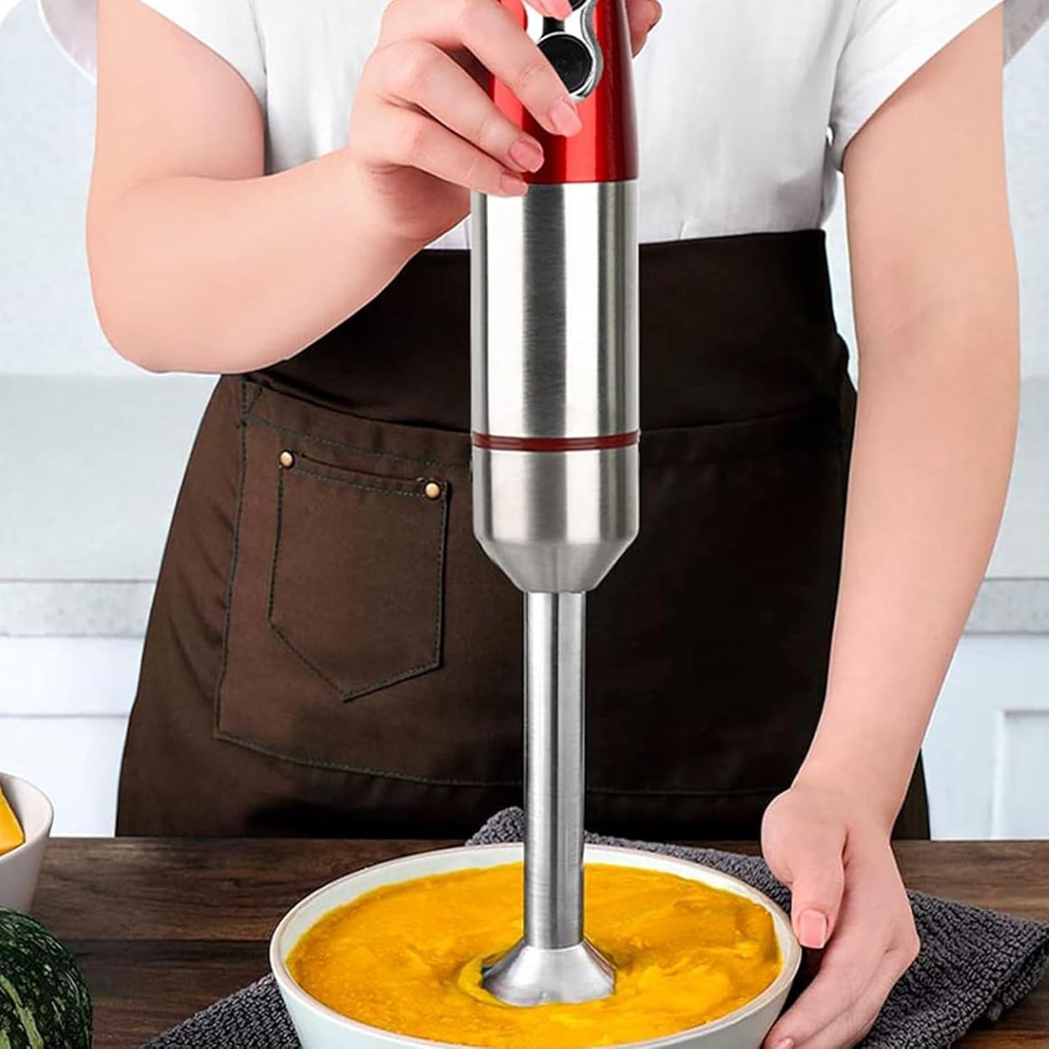 Blender ręczny, elektryczny blender ręczny ze zdejmowanymi ostrzami ze stali nierdzewnej, bezstopniowa regulacja prędkości, do koktajli, posiłków dla niemowląt i puree
