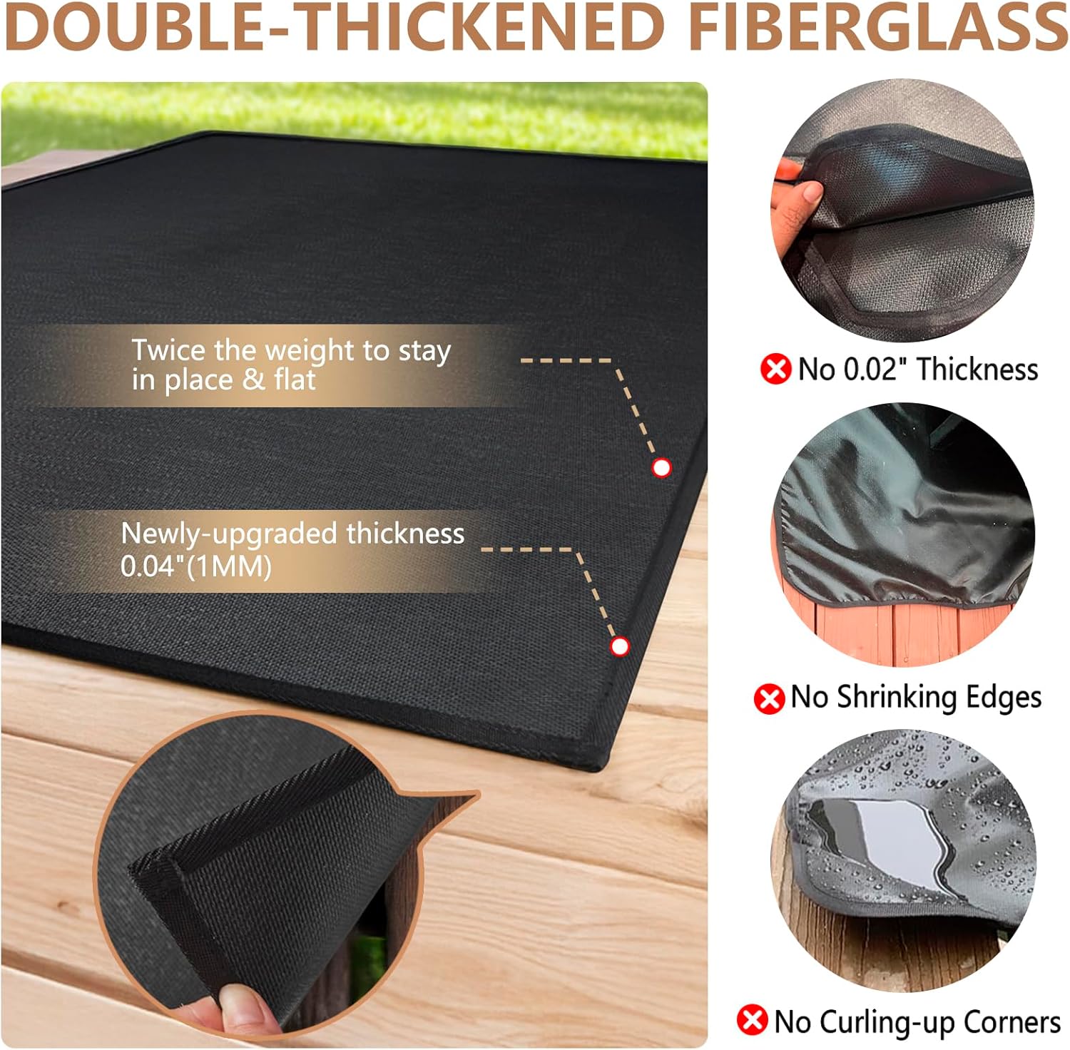 48x30 inch Under Grill Mats for Outdoor Grill, Double-Thickened Fireproof Patio Deck Protector Mat, Oil-Proof Waterproof BBQ Mat for Under Grill, Fireplace/Fire Pit Mat Grill Floor Pads - Image 4