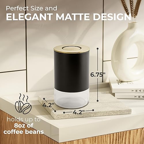 Miniatura 2 de Kaffe - Recipiente de vidrio para café (8 onzas) con tapa hermética, sello de clic para liberar, vidrio sin BPA y acero inoxidable, elegante