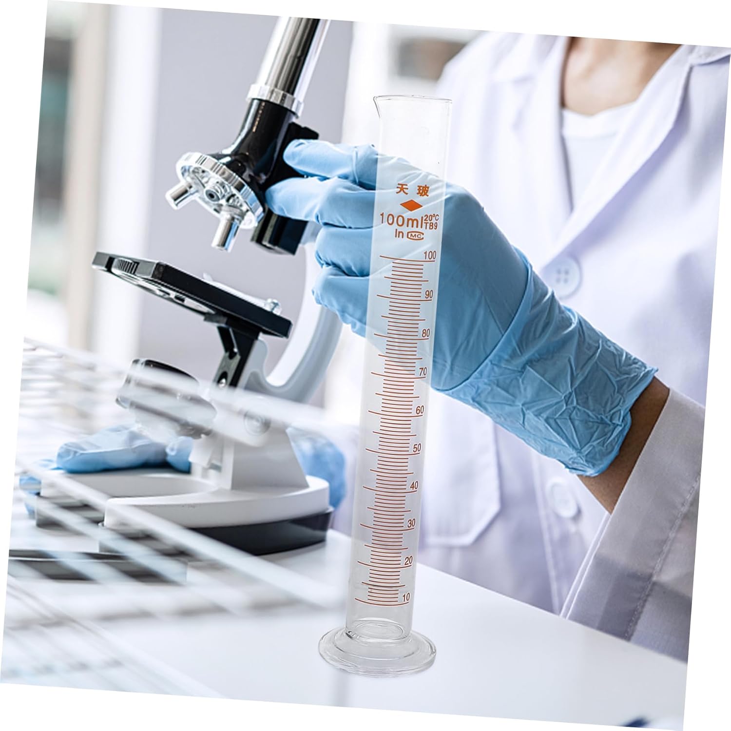 Unomor 9pcs Scientific Laboratory Glassware Measuring Cylinder Conical Flask and Beaker for Accurate Measuring Borosilicate Glass for Experiments and Classroom Use