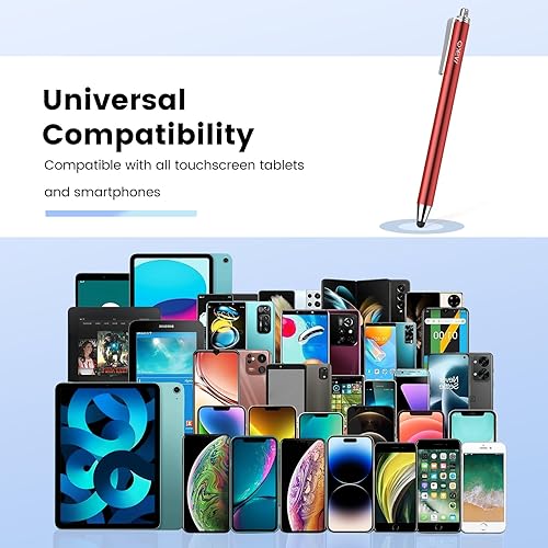 Miniatura 2 de MEKO - Bolígrafos para pantallas táctiles, paquete de 10 lápices capacitivos de punta de goma fina reemplazables con 20 puntas de repuesto