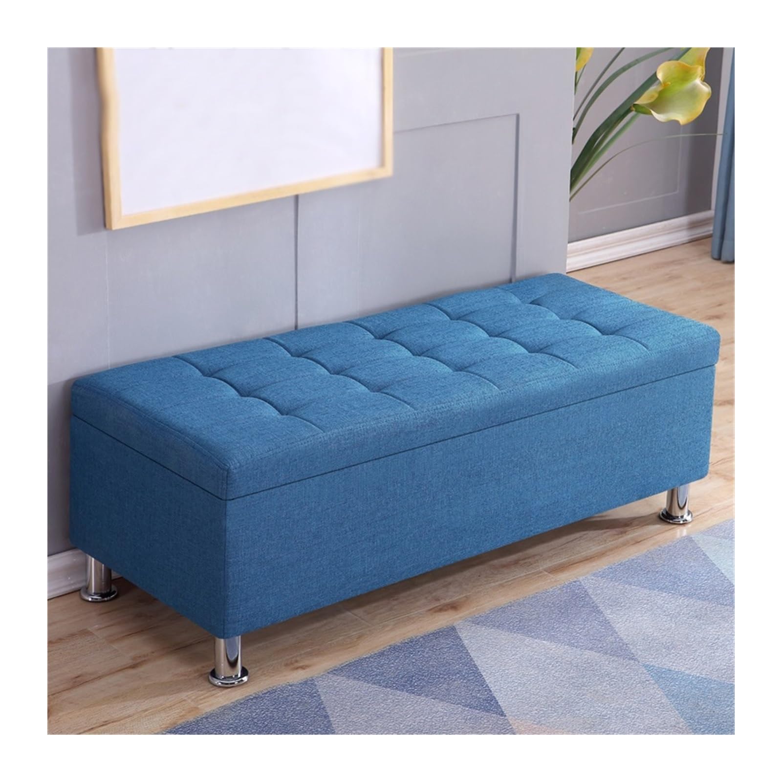 Banc d’entrée bleu pour dressing et salle d'essayage moderne