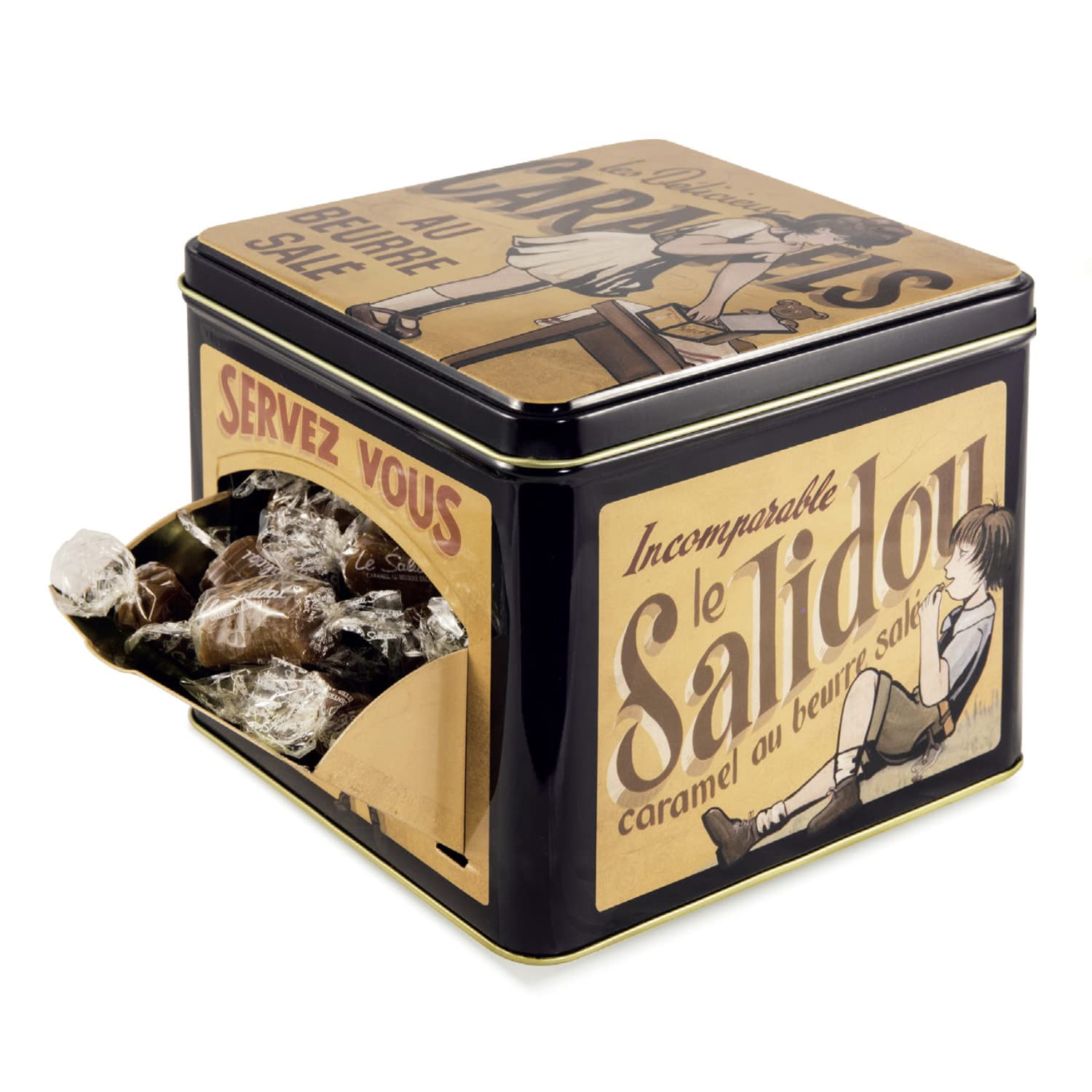 La Maison d'Armorine® | Caramelle Burro Salato Incartate Singolarmente | Mou Retrogusto Salato Latta Metallo Decorata - 500 Gr