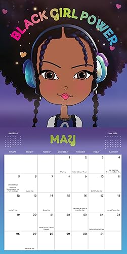 Miniatura 4 de Calendario de pared inspirador afroamericano 2024 de niña negra