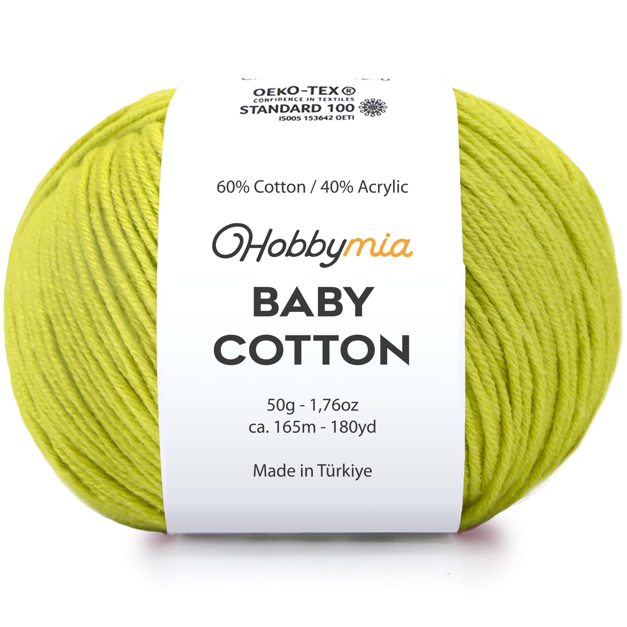 Baby Cotton Blend Yarn – Soft Sport Weight Yarn for Crochet & Amigurumi - 50g/180yds - 60% Cotton 40% Acrylic - Ideal for Baby & Knitting Proj.(Neon Green, 1 Ball) — view 35