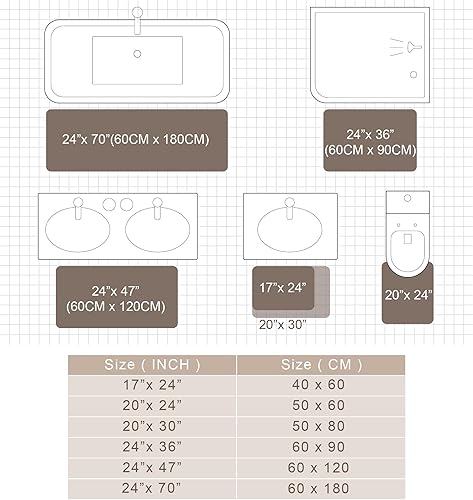 Miniatura 8 de Exclusivo Mezcla Alfombras de baño de felpilla extrasuaves y absorbentes, de 17 x 24 pulgadas, de secado rápido, lavables a máquina, para suelo de