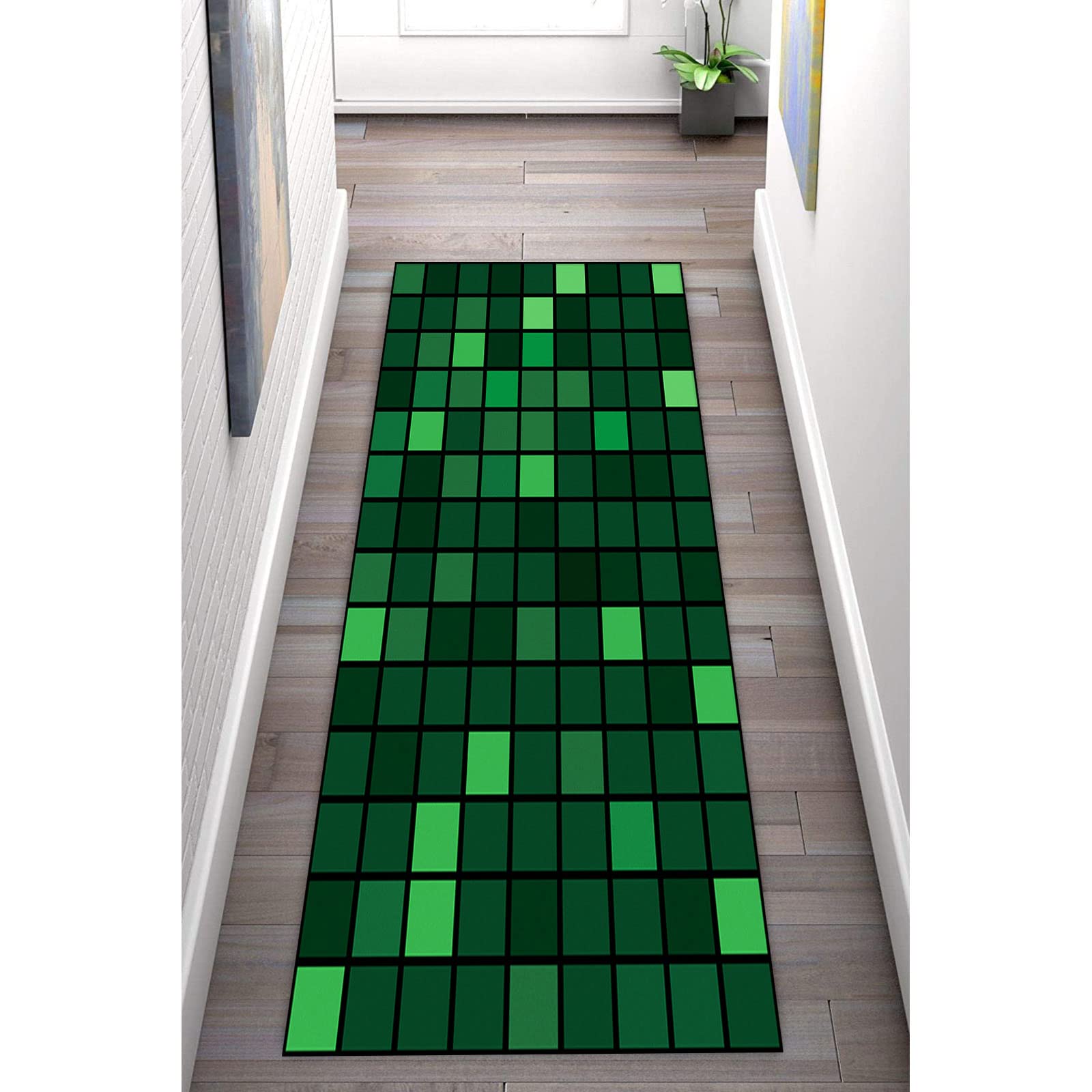 Tapis de couloir géométrique lavable et antidérapant pour cuisine moderne