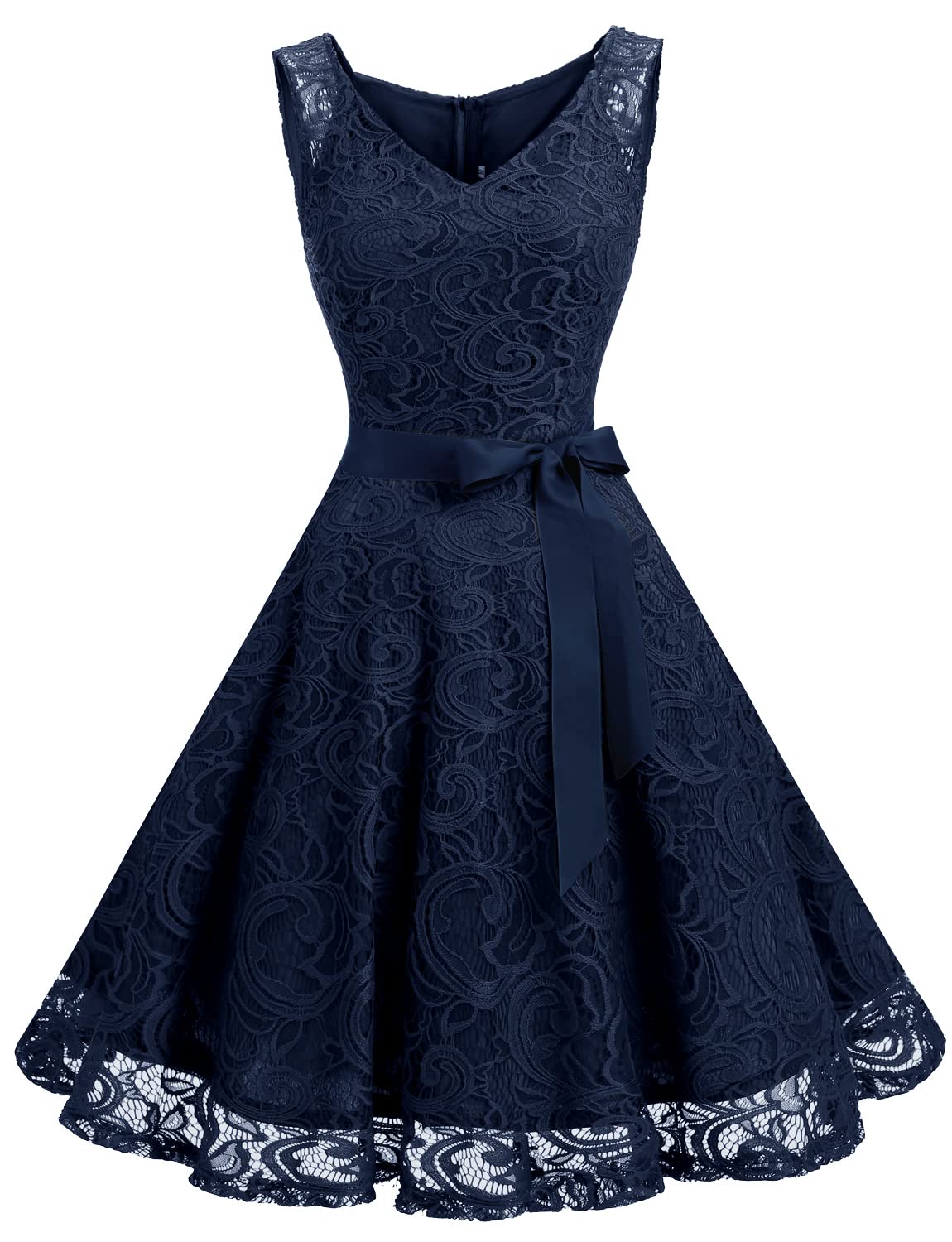 Dressystar Women’s Floral Lace V Neck Short Bridesmaid Cocktail Party Dress