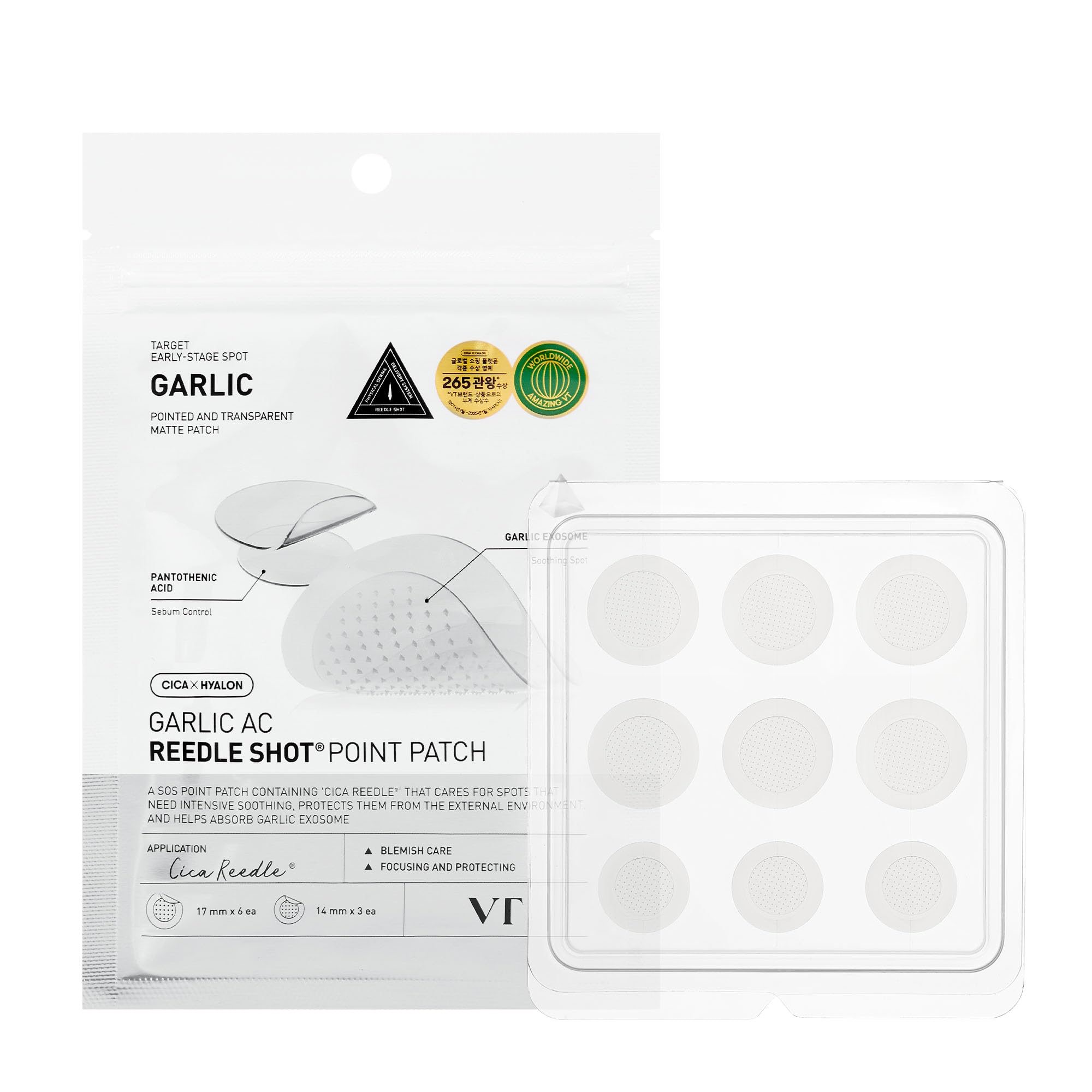 VT COSMETICS Garlic AC Reedle Shot Point Patch, Spot Patch for Early-Stage Blemishes (9 Patches)