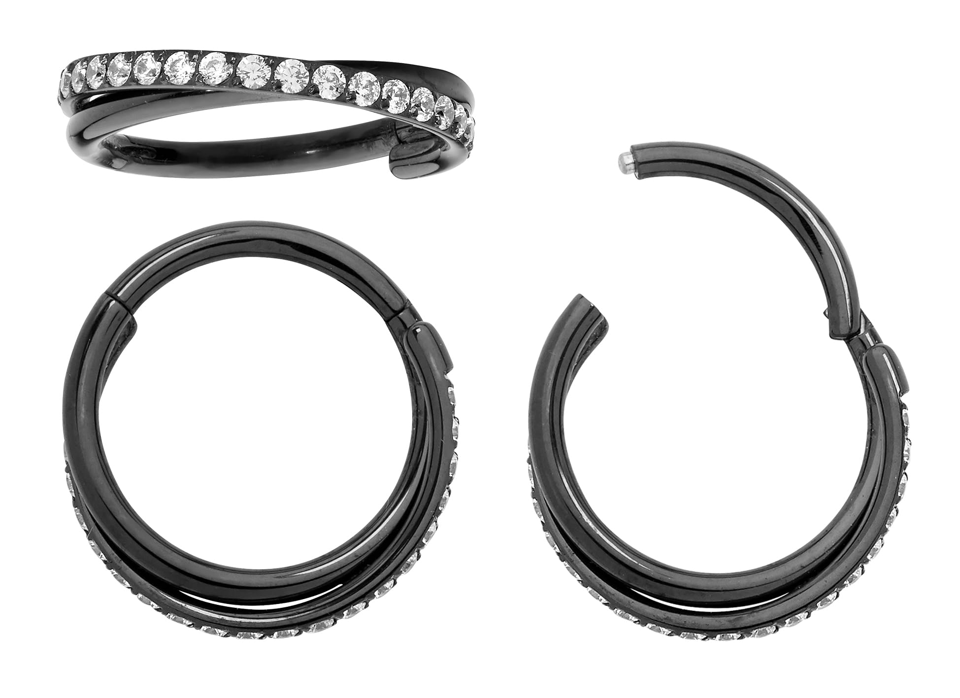 365 Sleepers Titanium Implant Grade 16G Double Twist Gem Septum Jewelry Hinged Segment Ring Body Piercing Hoop Lip Rings Helix Cartilage Rook Sleeper