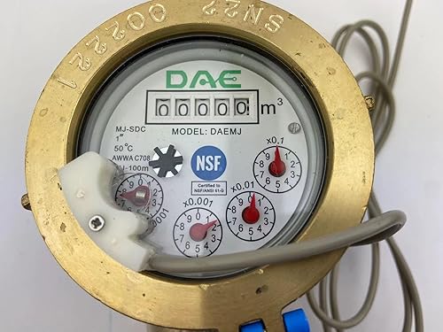 Miniatura 55 de DAE MJ-100 Medidor de agua potable sin plomo NSF61 de 1 pulgada, salida de pulso + acoplamientos, galones