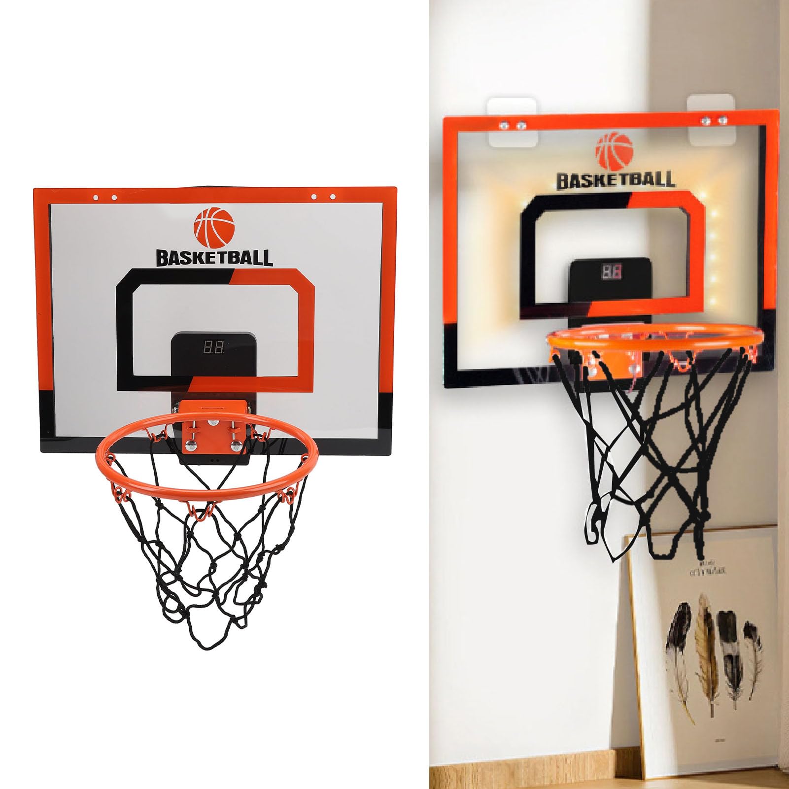 Juego de Aro de Baloncesto para Interior para Niños con Marcador Electrónico, Divertido y Atractivo para el Tiempo de Juego Deportivo en la Habitación del Niño