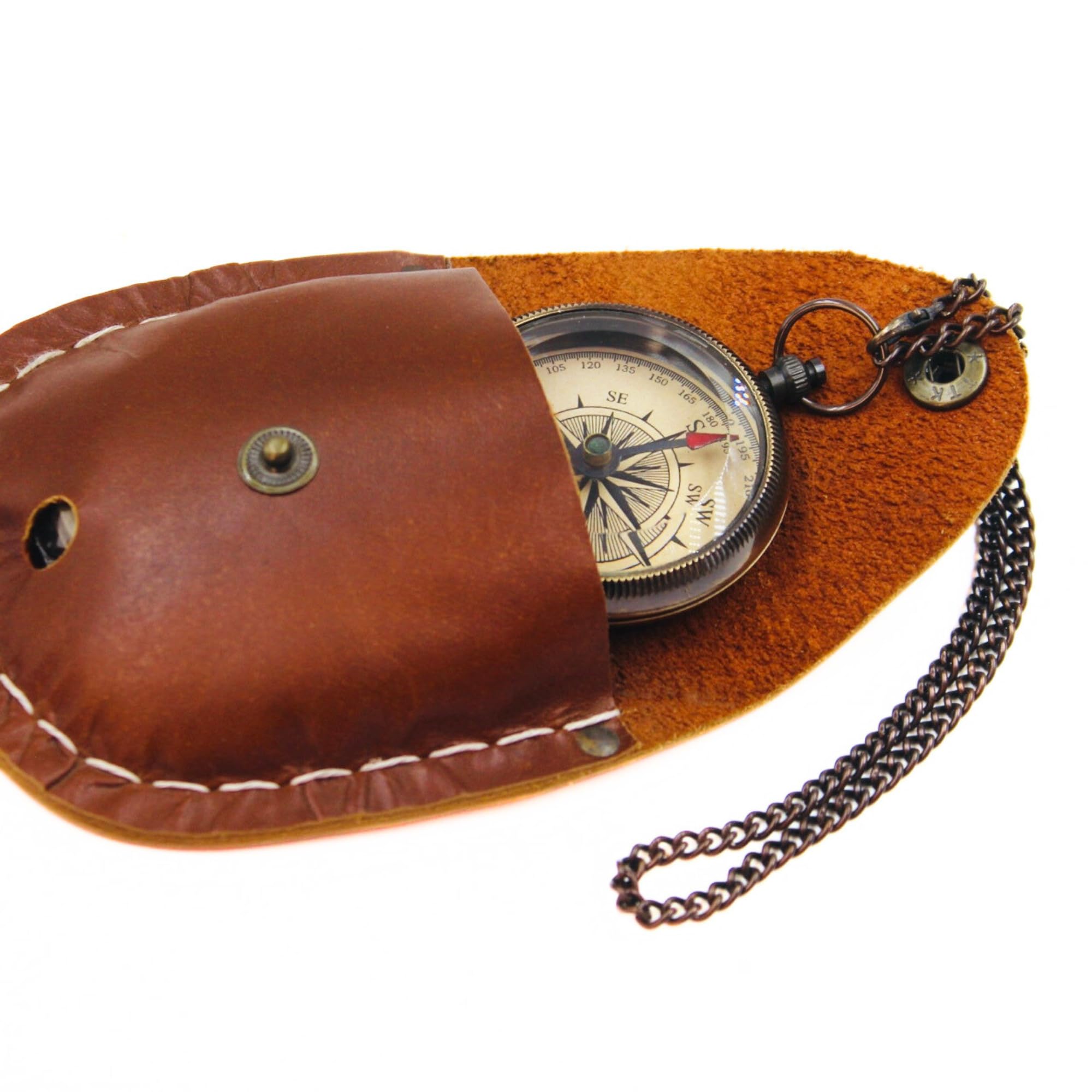 Boussole en laiton personnalisée - Cadeau personnalisé pour homme avec étui en cuir personnalisable et boîte en bois - Cadeau personnalisé pour anniversaire, mariage, anniversaire, retraite
