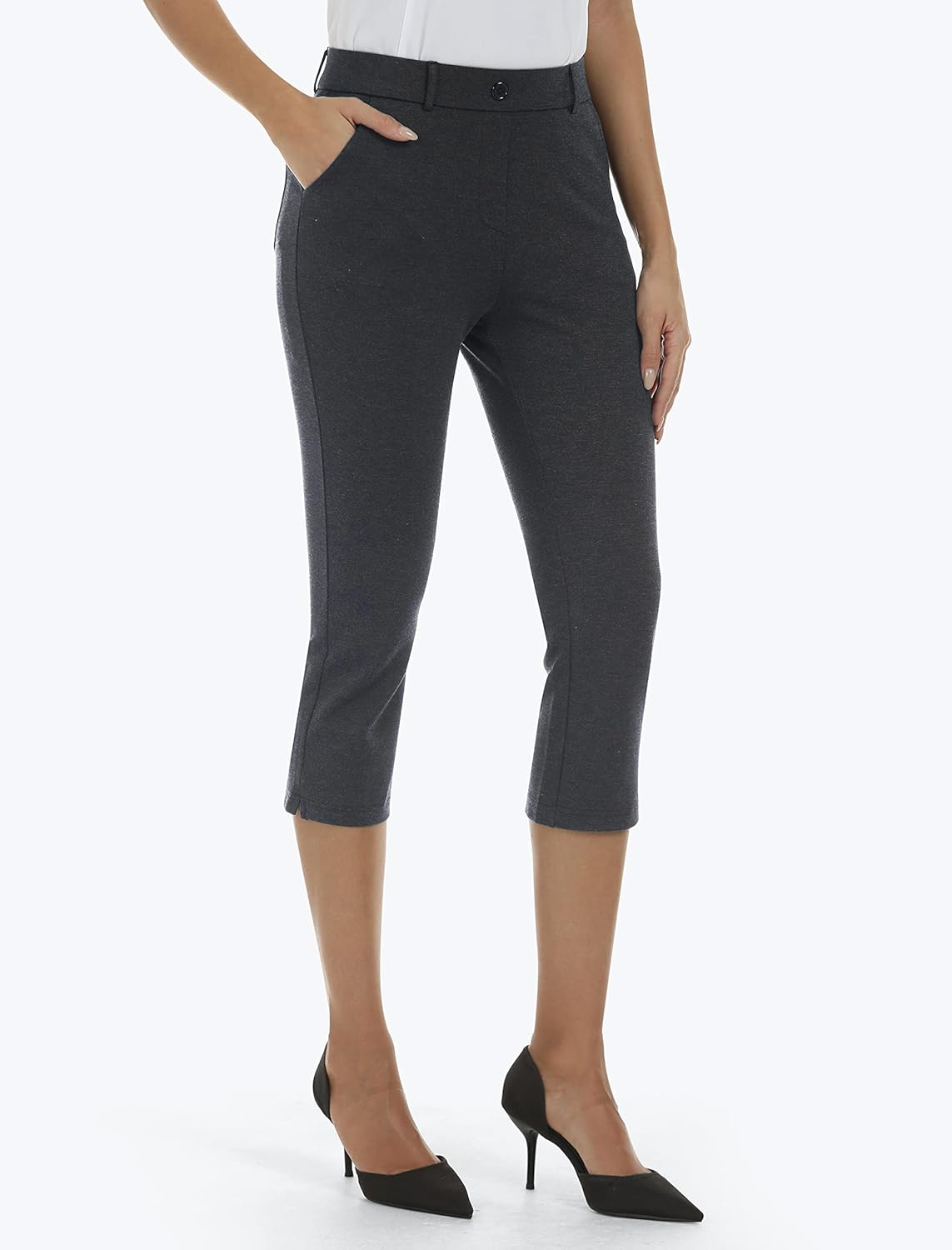 MoFiz Women's Golf Capri Pants Stretch Slim Business Casual Pants Straight Leg Yoga Dress Pants with Pockets Office Slacks - Image 2