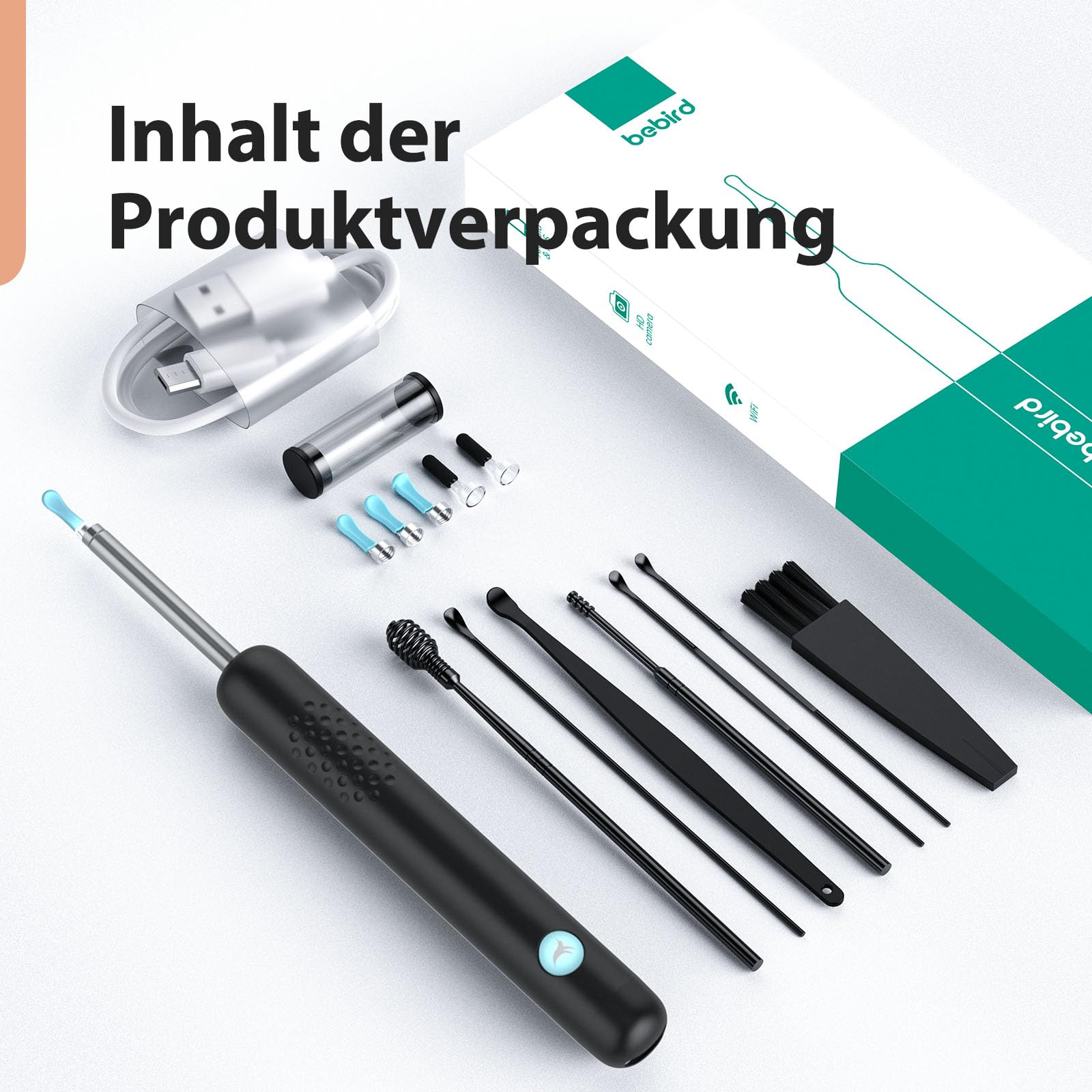 Otoscope Oreille, 1080P HD Kit Camera Oreille, Camera Iscope IP67 Étanche Nettoyant Oreille Avec 6 Lumières LED, Outil de Nettoyage d'oreille de 3,5 mm, Adapté aux Smartphones Tablettes IOS Android