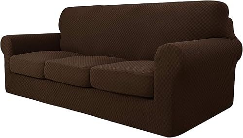 Miniatura 37 de YEMYHOM Últimas Fundas de Sofá a Cuadros de 4 Piezas para Sofá de 3 Cojines Extra Grande de Alta Elasticidad Engrosada Funda de Sofá para Perros