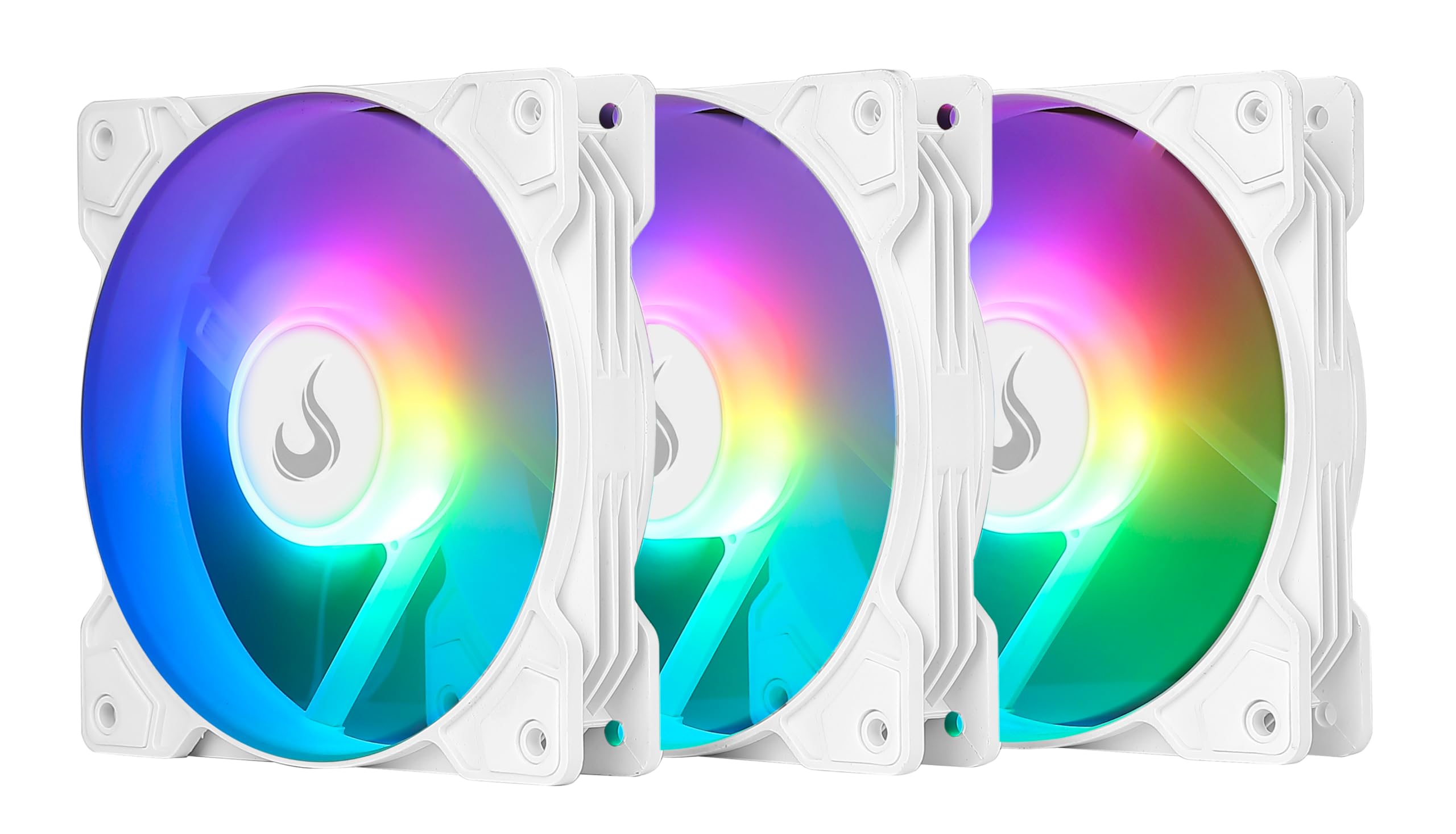 3X Computer Case Cooler Fan - Rise Mode USA - X Led White-120mm - ARGB - Remote Control Button on The Case