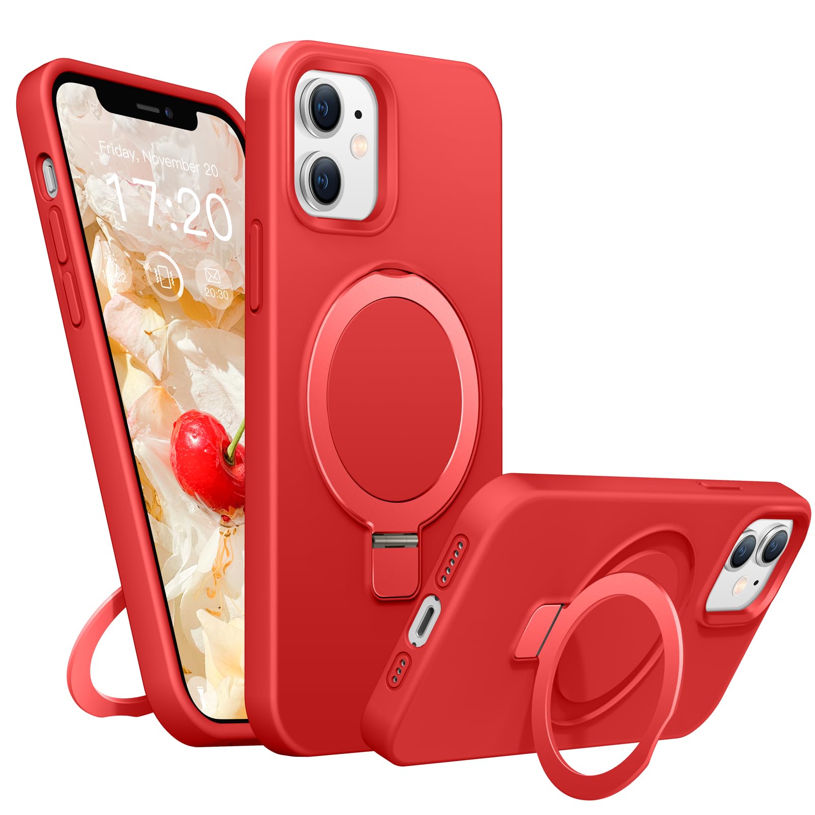 BENTIACC Soft Liquid Silicone Case for iPhone 11 with Magnetic Invisible Stand, Military Grade Shockproof Protection, Anti-Scratch Microfiber Lining
