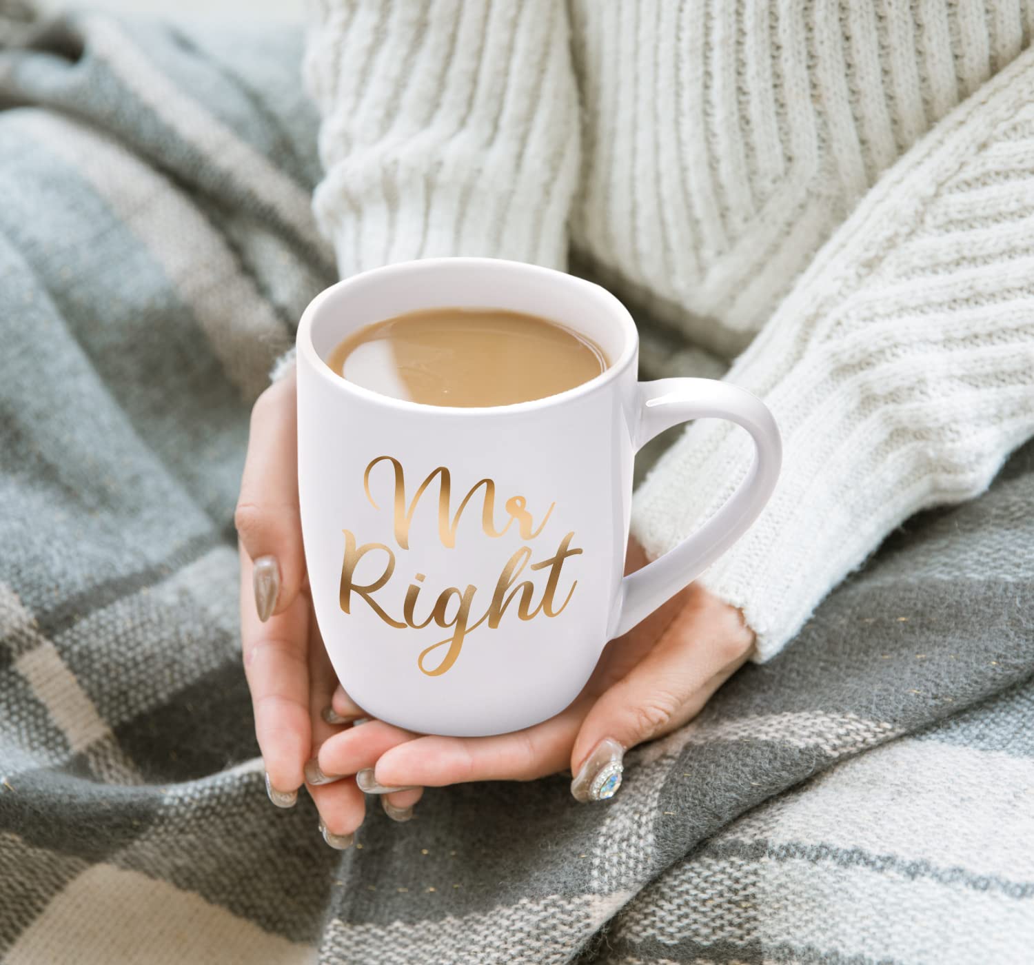 Mr Right und Mrs Always Right - Set di 2 tazze da caffè per sposi, regalo per matrimonio, San Valentino, Natale, anniversario, compleanno, 320 ml