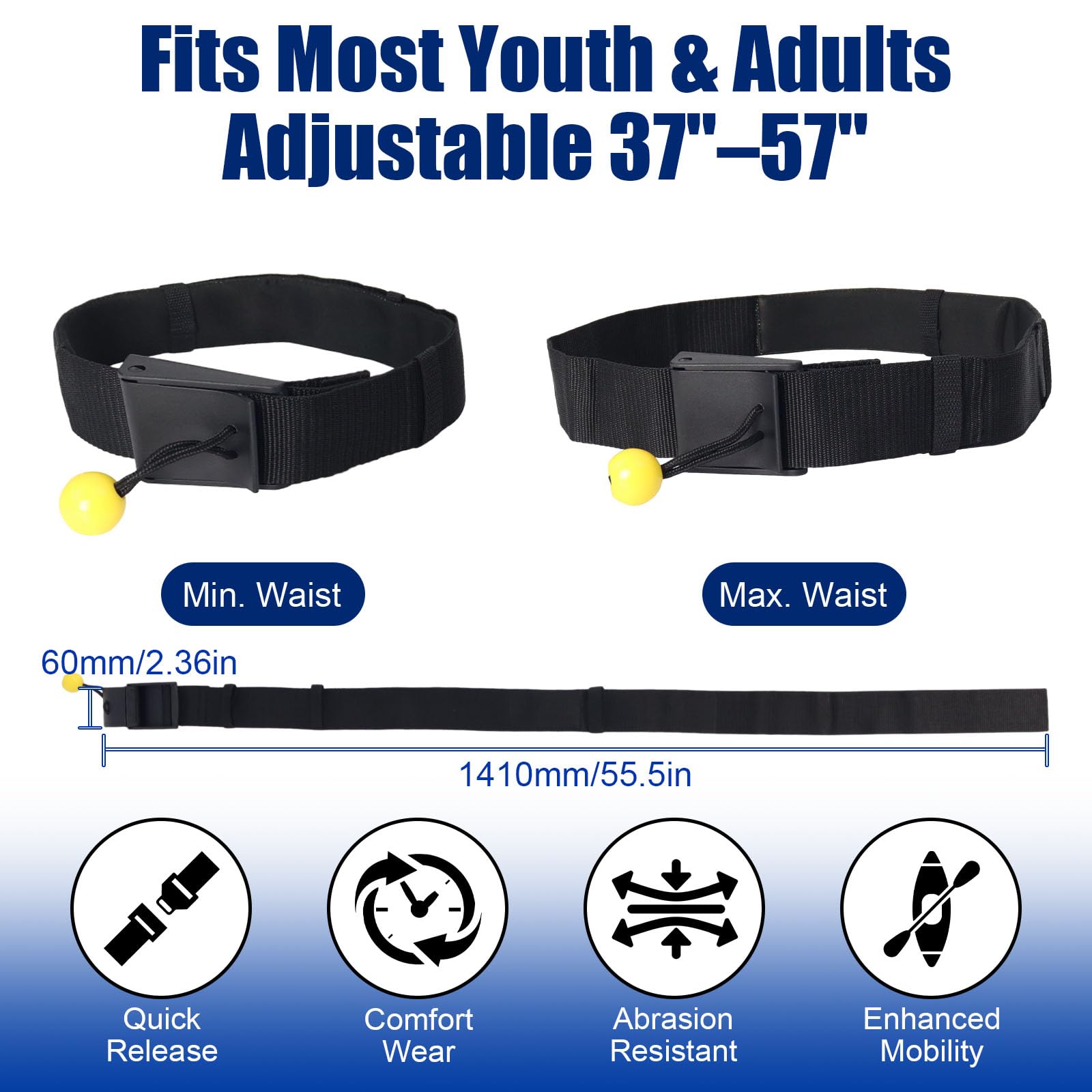 Gekufa SUP Waist Leash Quick Release Adjustable Waist Belt Leash for all Stand Up Paddle Board Coil Leashes Water Sport Surf