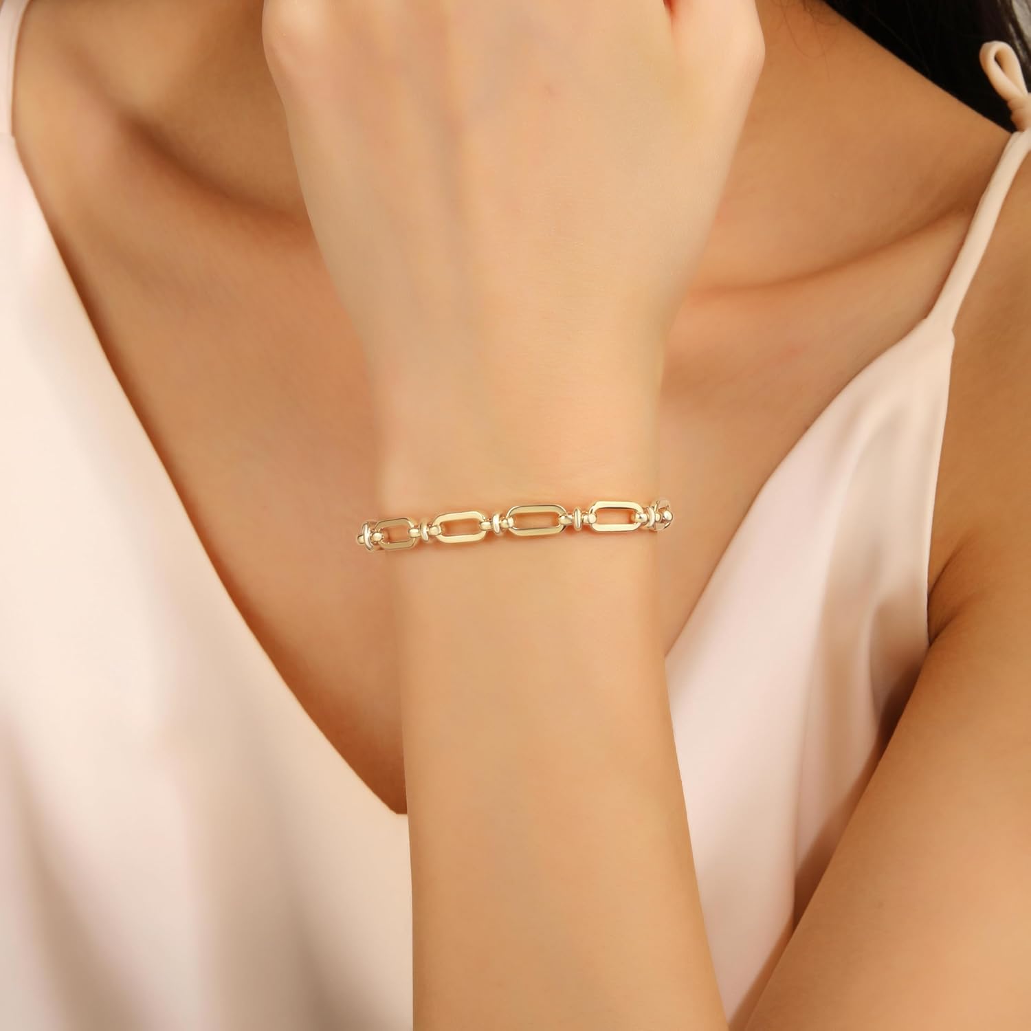 18K Gold-Plated Dumbbell Clasp Women's Bracelet | Fashionable Women's Gold Chain Bracelet - Image 2