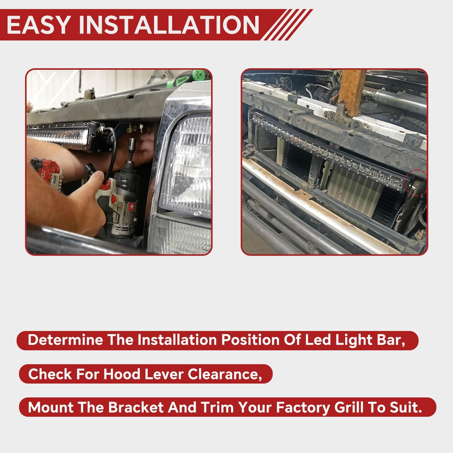 2 Pcs LED Light Bar Bracket Compatible with 1992-1997 Ford F150 F250 F350 & 1992-1996 Bronco