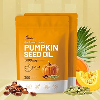 VivoNu Organic Pumpkin Seed Oil Capsules,Cold Pressed Pumpkin Seed Oil with Saw Palmetto Capsules, for Prostate Health, BPH Support, Hair Growth & Bladder Control - Non-GMO, Sugar-Free, 300 Softgels